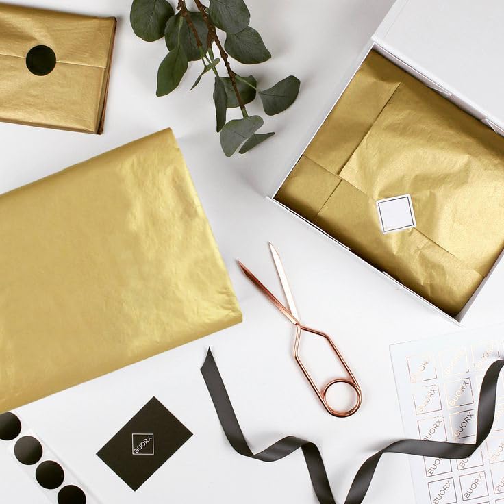 80 Sheets Gold Tissue Paper Bulk - 14 x 20 Inch Premium Gift Wrapping Paper for Birthday, Wedding, Halloween - Perfect for DIY Crafts, Gift Bags & Party Decorations