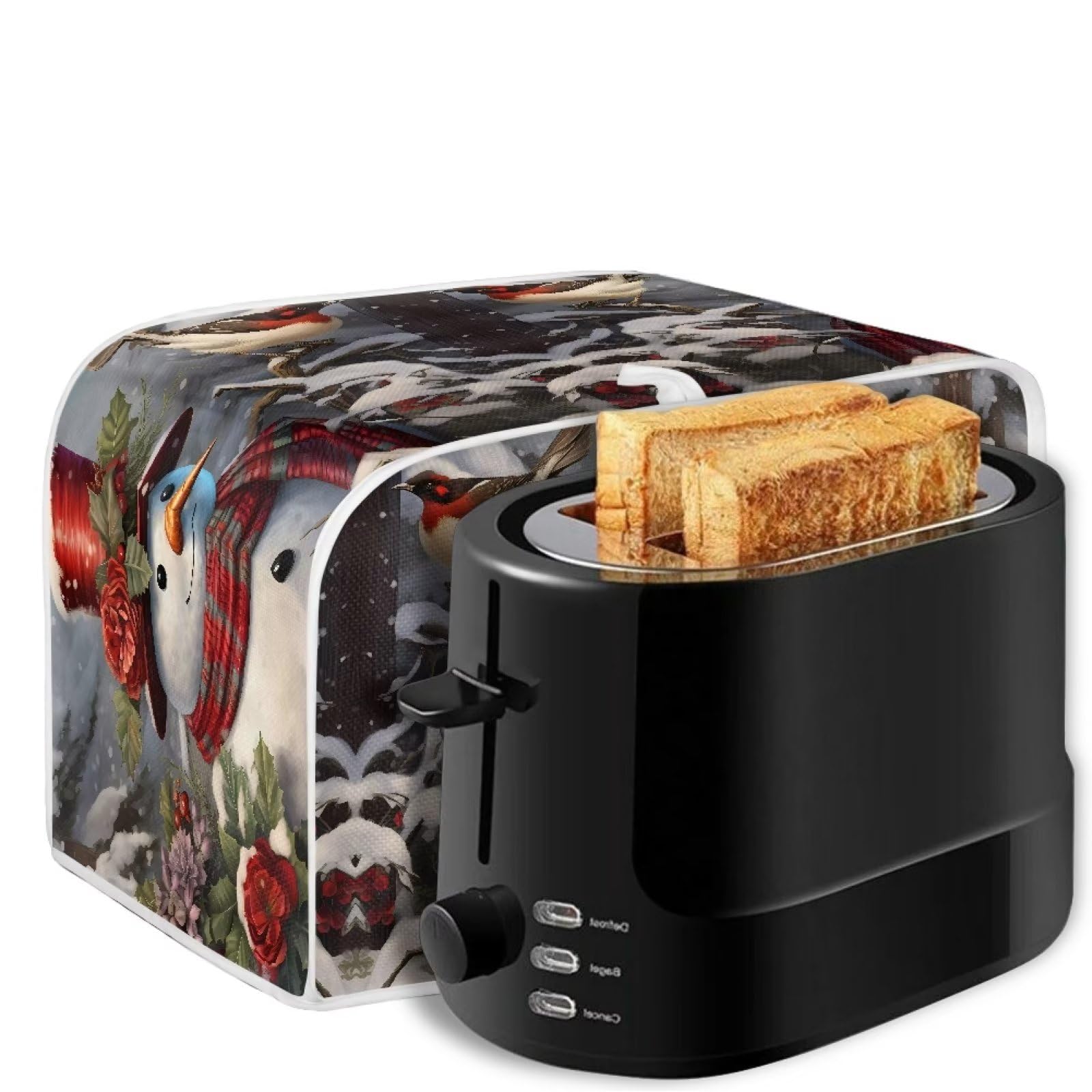 2 Slice Toaster Cover - Christmas Snowman Printed Bread Maker & Microwave Oven Dust Cover - Kitchen Appliance Protector with Fingerprint Protection - Perfect for Holiday Decor & Small Appliance Storage