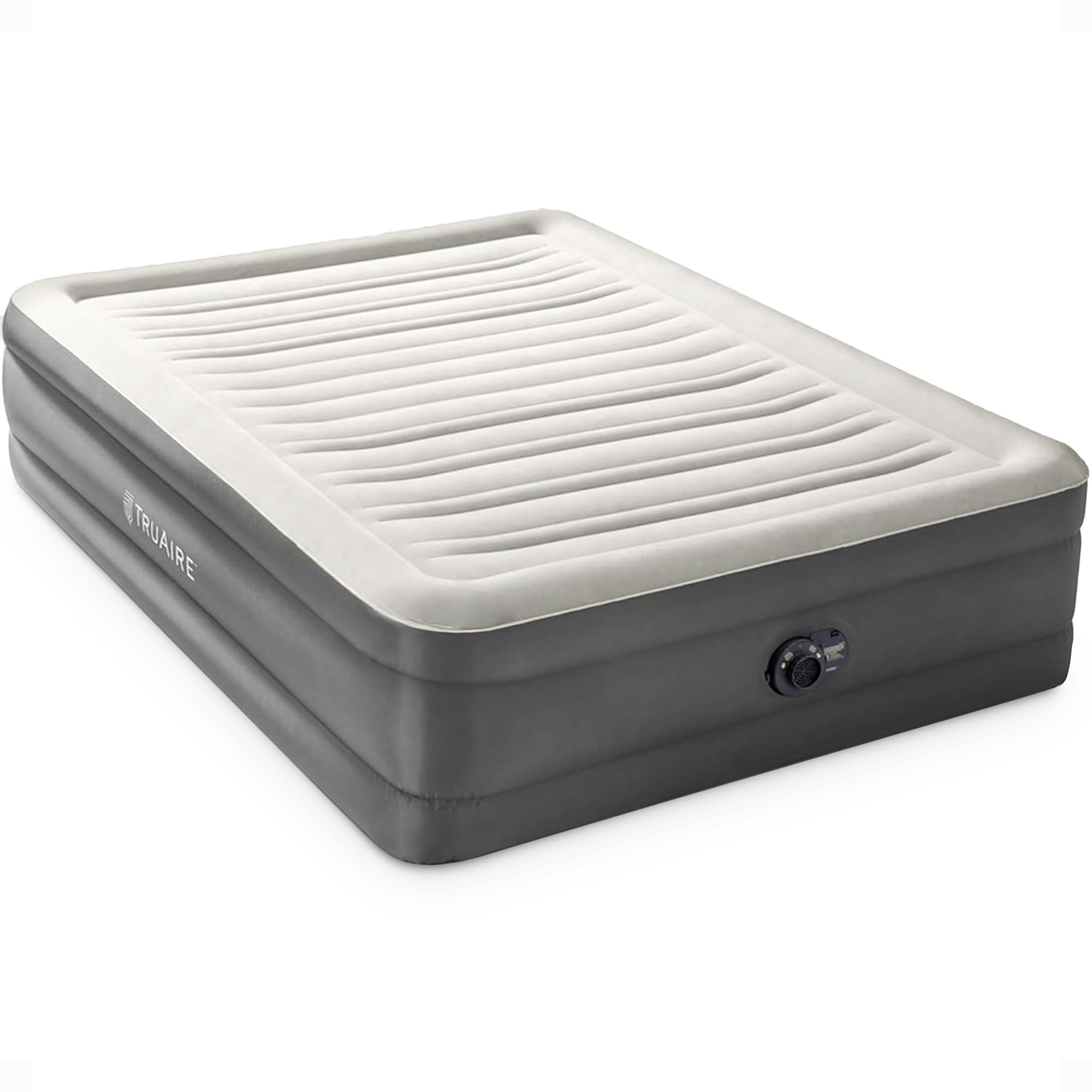 Intex 64095T TruAire Luxury Queen Size Air Mattress - 18 Inch Tall Inflatable Airbed with Built-in Electric Pump & Storage Bag, Gray - Perfect for Camping, Guest Beds & Home Use