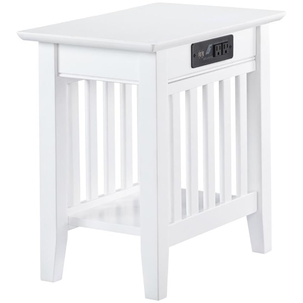 Home Square 2-Piece Mission Style Charger Chair & Side Table Set in White - Perfect for Living Room, Bedroom, or Office Decor