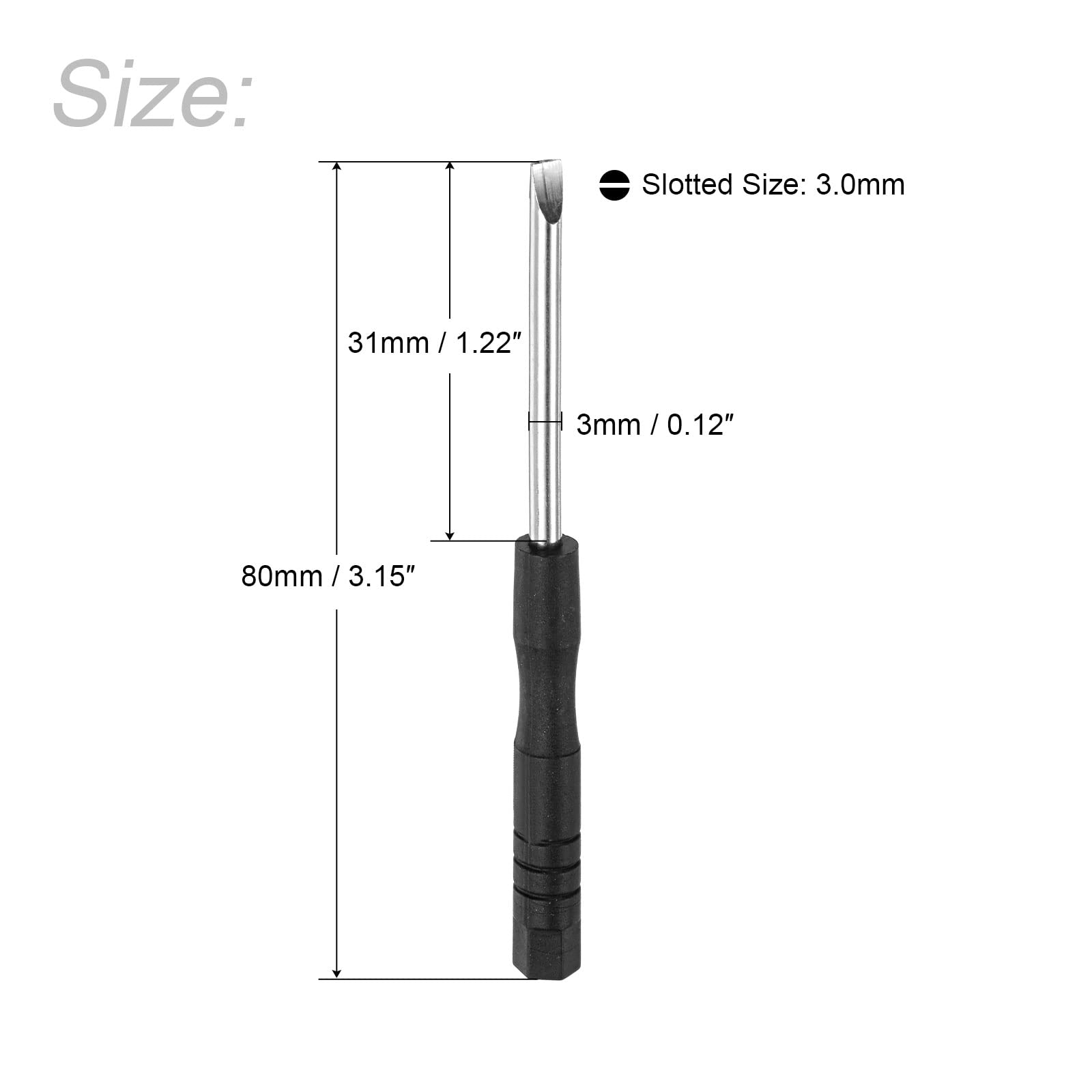 uxcell Mini Slotted Screwdriver Set - 3.0mm Flat Head Precision Screwdriver for Watch, Eyeglasses & Electronics Repair (5-Piece) - Perfect for Jewelry, Smartphones & Small Device Maintenance