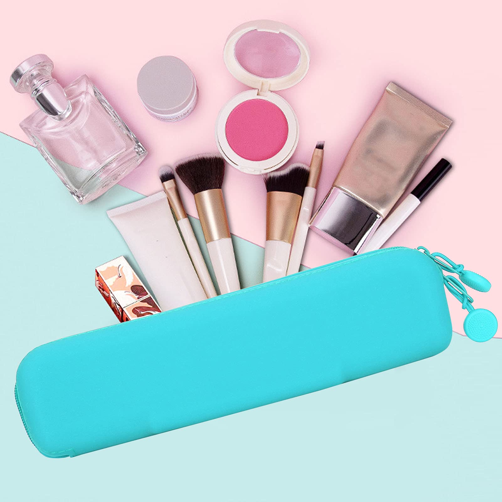 Premium Silicone Pencil Pouch - Mini Waterproof & Leakproof Organizer Bag for Makeup, Pens, Small Essentials - Durable & Smooth Silicone Case (Green, Small) - Perfect for School, Office & Travel Accessories Storage