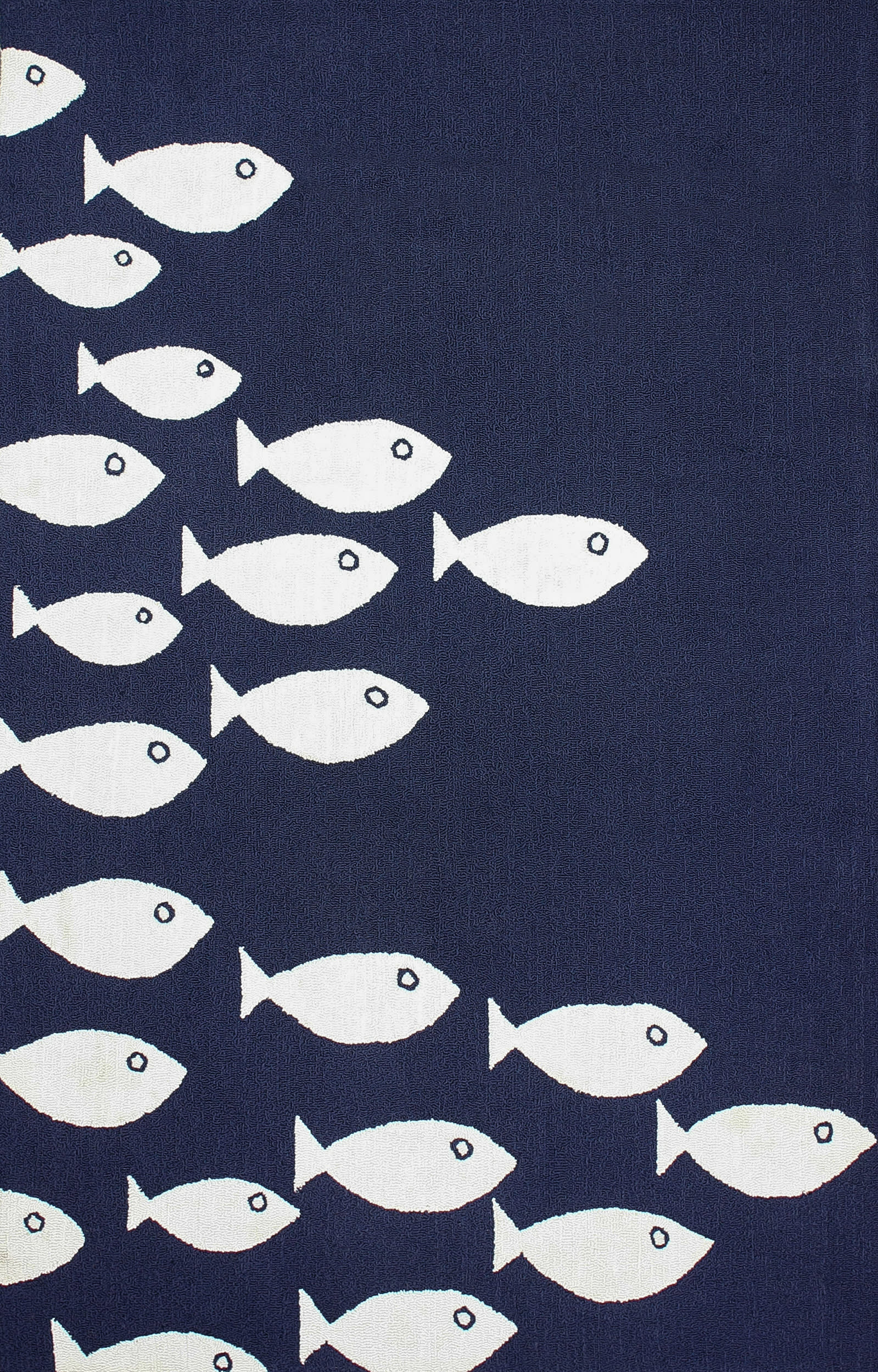 Non-Slip Navy Fish Print Indoor/Outdoor Rug - Waterproof & Durable Floor Mat for Patio, Deck, Poolside, Bathroom, or Kids Room Decor