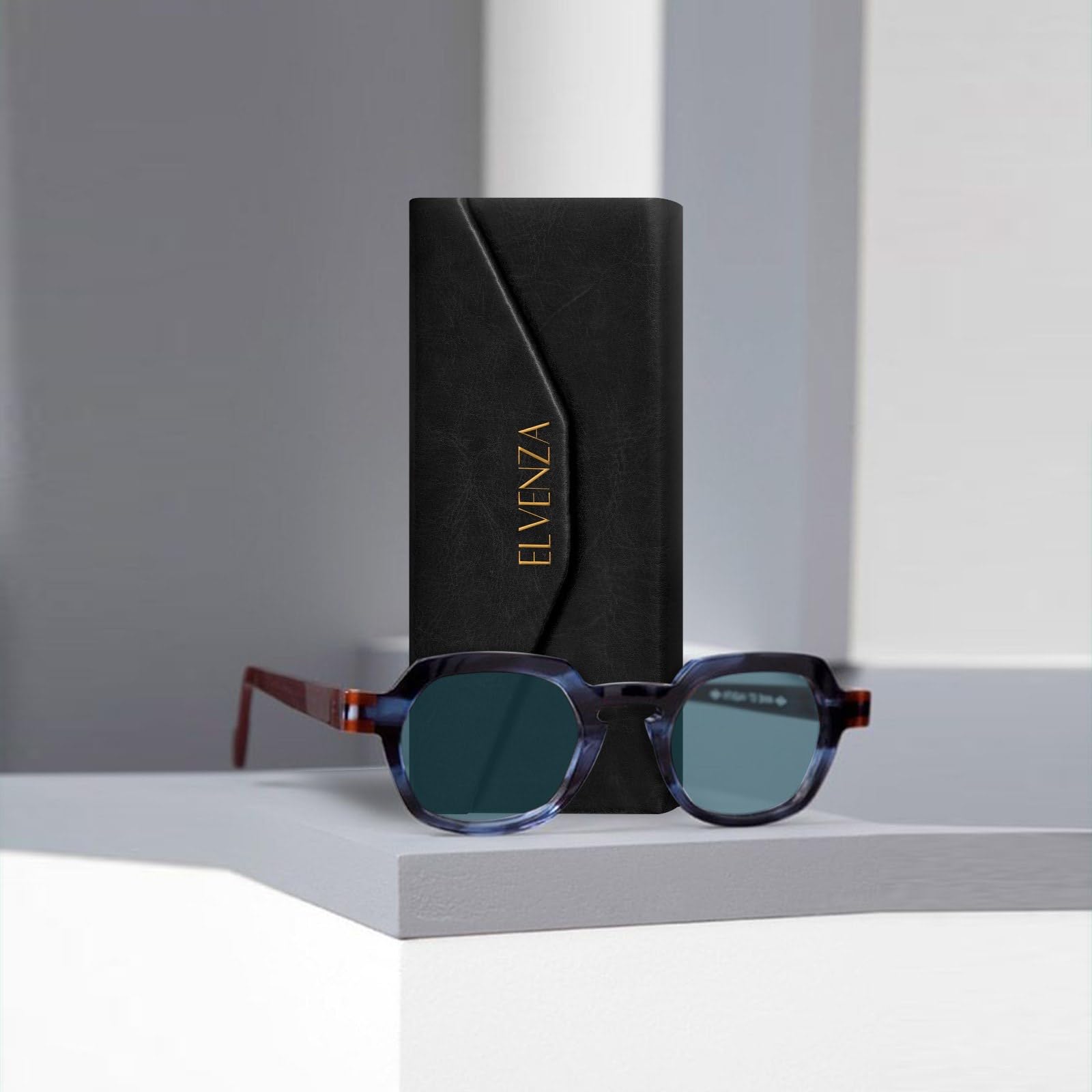 ELVENZA Foldable Glasses Case for Sunglasses & Eyewear - Includes Microfiber Cleaning Cloth | Compact Eyeglass Holder for Travel, Office & Daily Use