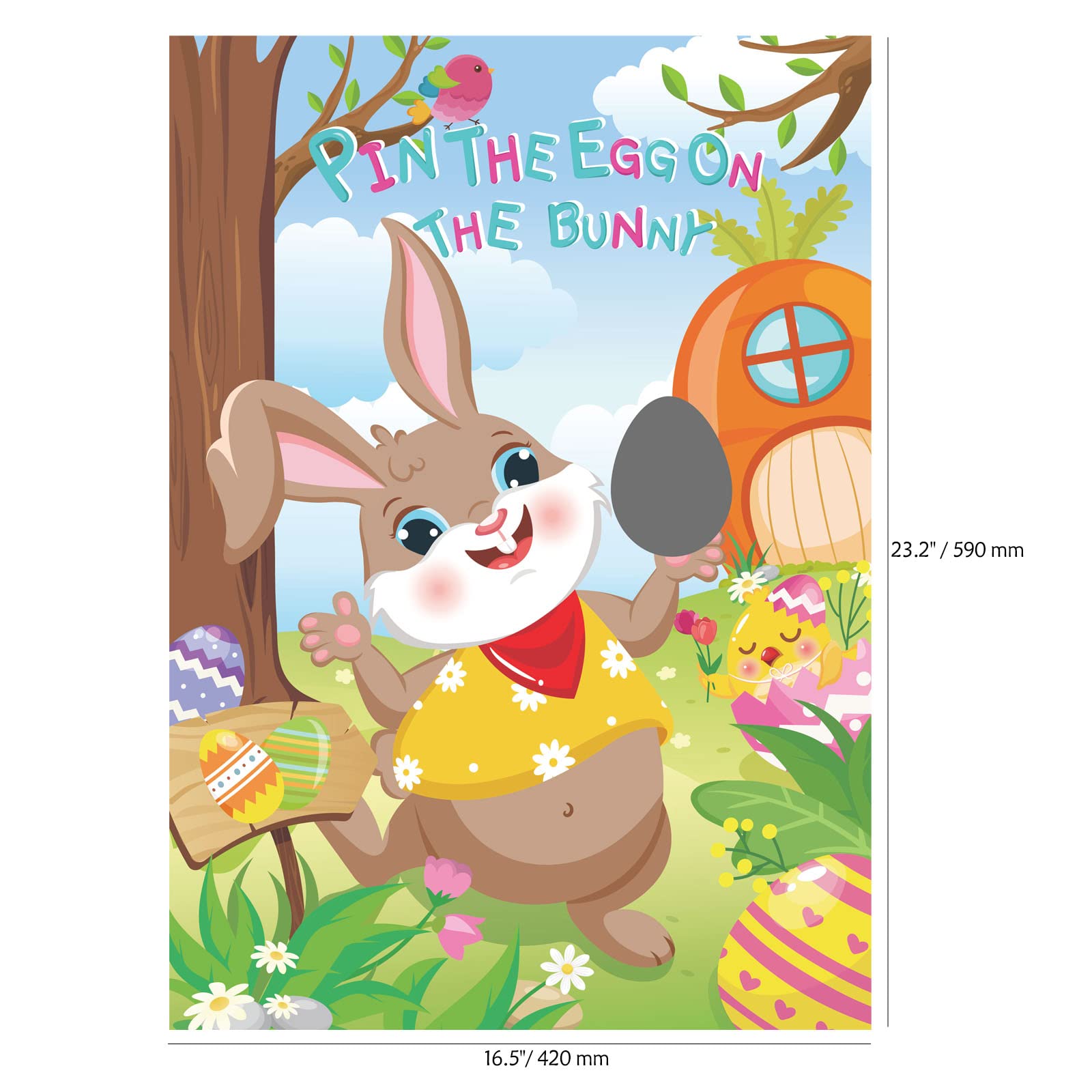 Fun Easter Egg Pin Game for Kids & Family - HOWAF Pin the Egg on the Bunny Easter Party Activity - Great for Home, School & Office Celebrations - Perfect Easter Decoration & Kids Entertainment