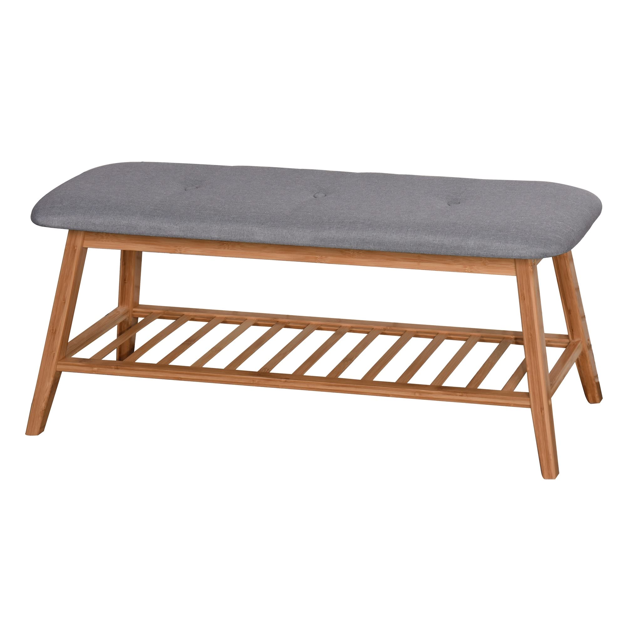 TXXM Bamboo Bench Shoe Rack - 39.3 x 12 x 17.3 Inch Entryway Storage Stool for Living Room, Hallway & Bedroom - Space Saving Organizer for Shoes, Books & Home Decor
