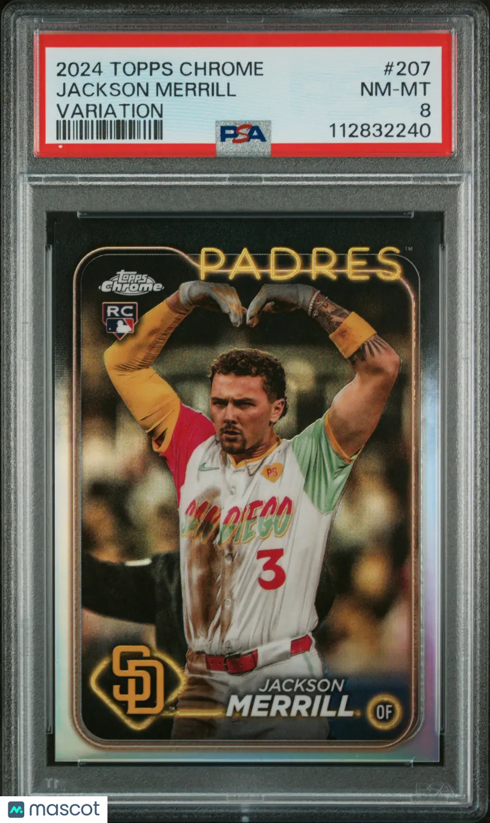 2024 Topps Chrome Baseball Jackson Merrill RC Rookie Card - PSA 8 Graded - Collectible Sports Memorabilia for Baseball Fans & Card Collectors - Perfect for Display, Investment & Trading