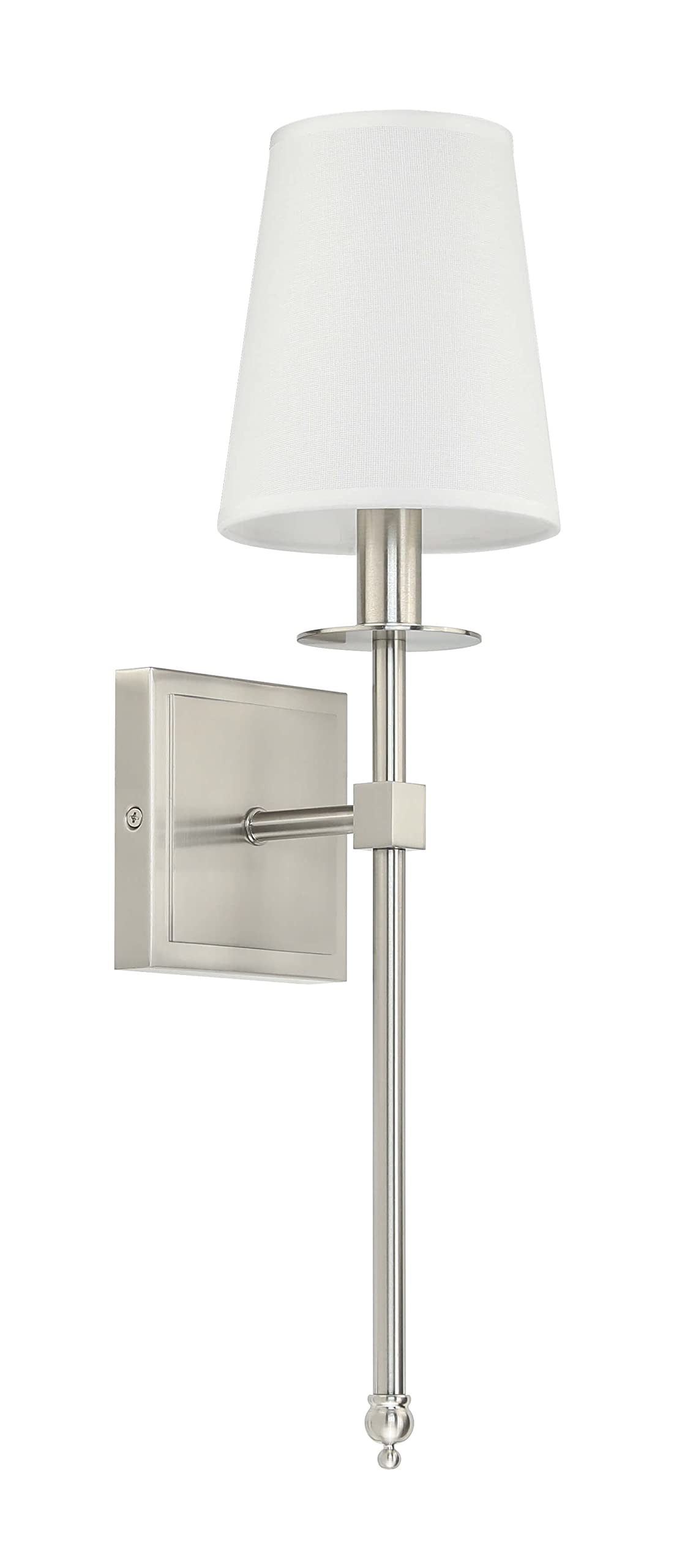 XiNBEi Modern Wall Sconce Light Set of 2 - Flared Fabric Shade Bedside Lamp with Brushed Nickel Finish for Bedroom, Bathroom & Living Room | Perfect for Reading Nook, Vanity Mirror Lighting & Cozy Ambiance