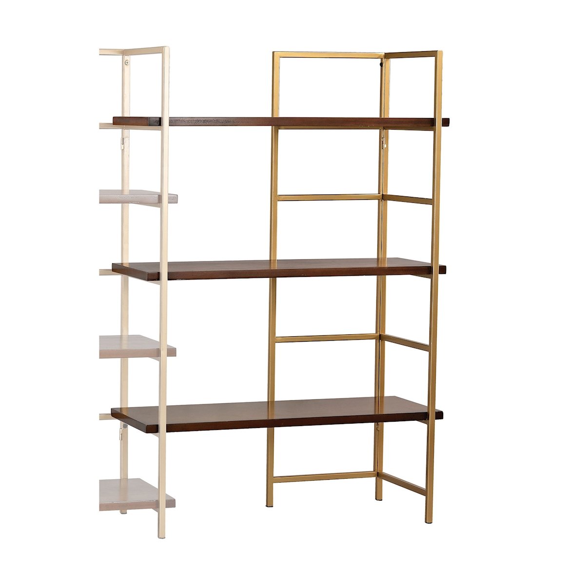 Sterling Balart 3-Tier Walnut & Gold Bookcase - Modern Wooden Bookshelf for Living Room, Bedroom, or Home Office Storage & Display