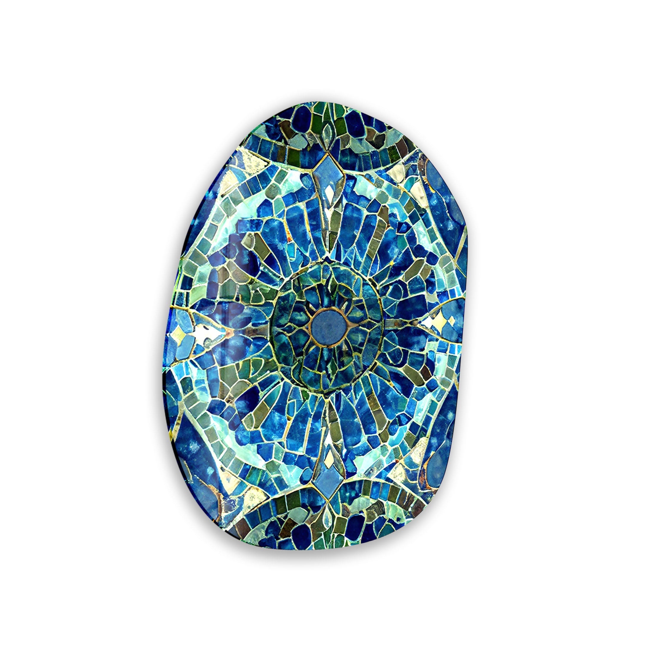 Blue Stained Glass Wall Art - Handcrafted Printing Decor for Home & Office - Perfect for Living Room, Bedroom, and Gift Giving