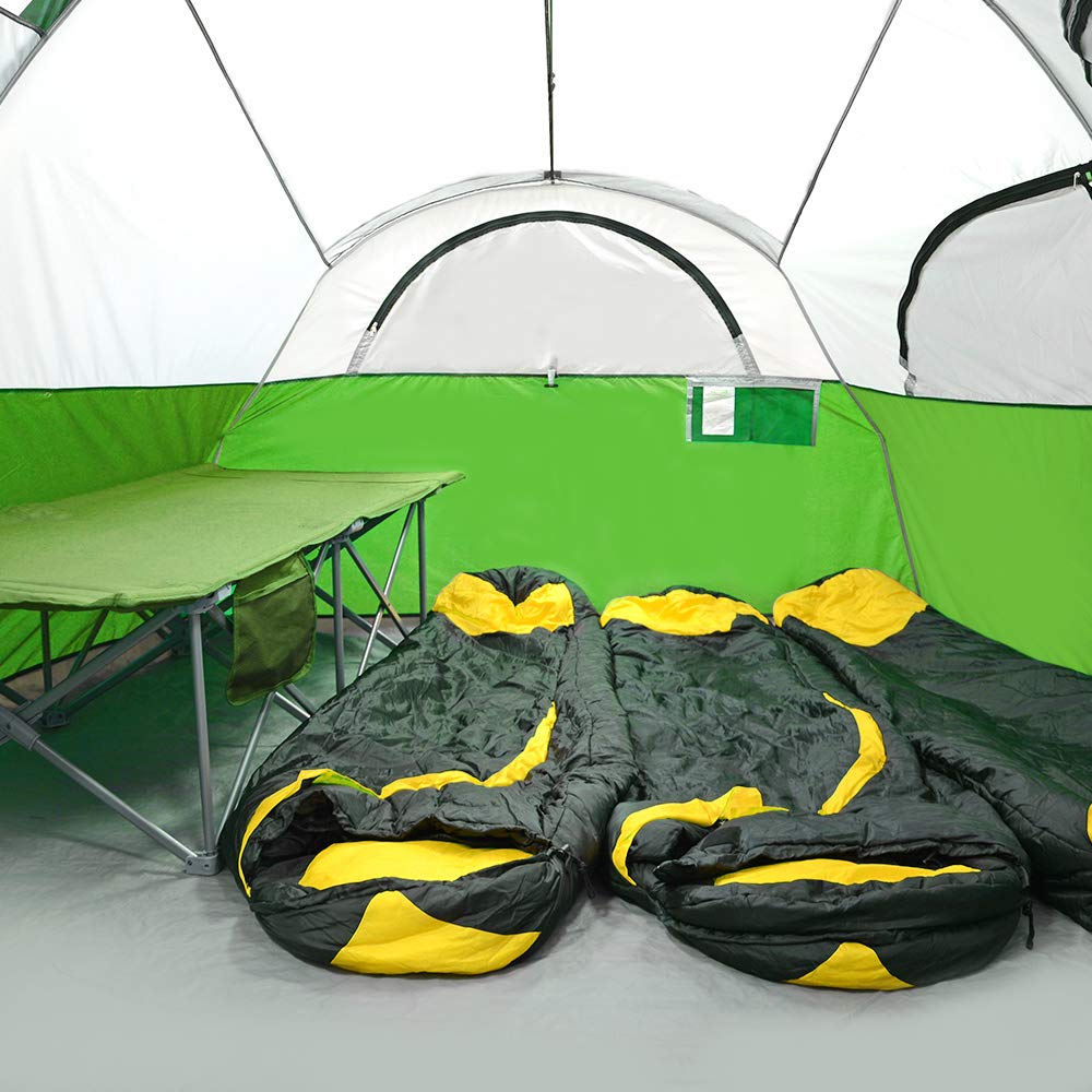 CP Tent 8-Person Waterproof Camping Tent - Family Dome Tent with 5 Mesh Windows & Room Divider - Lightweight Portable Outdoor Tent with Carry Bag for Camping, Hiking, and Backpacking Adventures