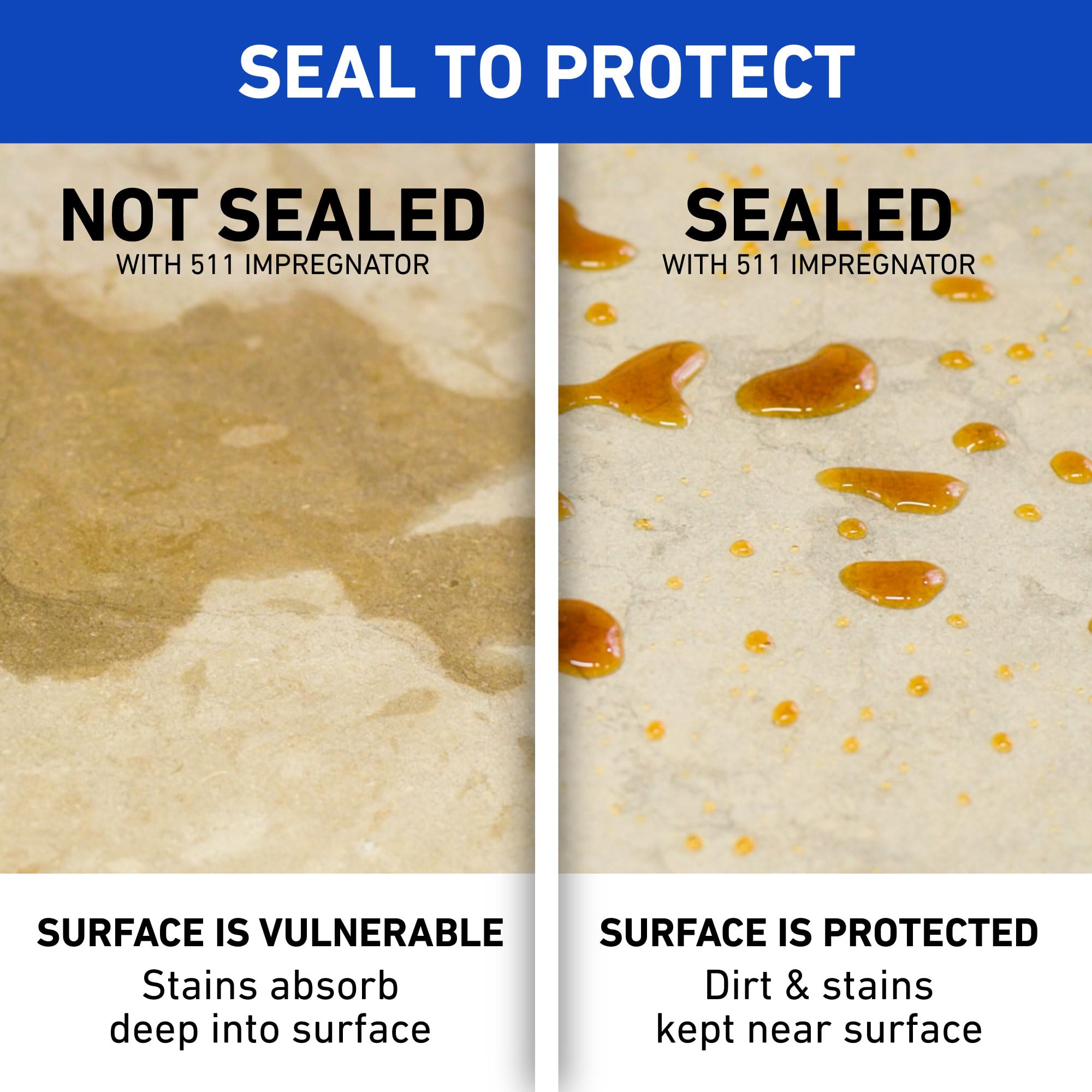 Miracle Sealants 511 Impregnator Penetrating Sealer - 1 Gallon (4 Pack) | Waterproof Stone & Tile Sealer for Natural Stone, Concrete, Grout | Perfect for Countertops, Showers, Floors & Outdoor Pavers