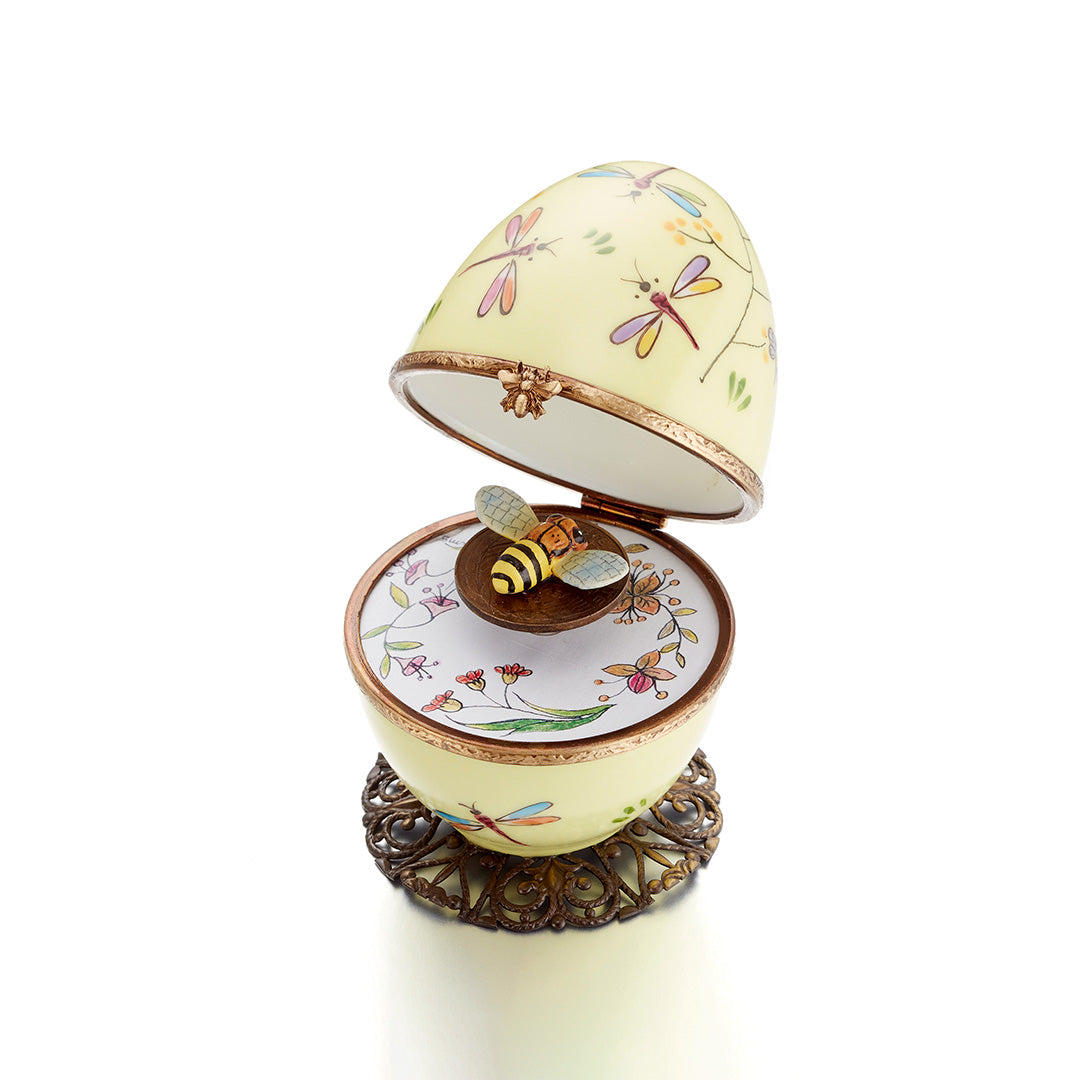 Bee Musical Egg Limoges - Hand-Painted Porcelain Music Box - Perfect for Collectors, Gifts & Home Decor