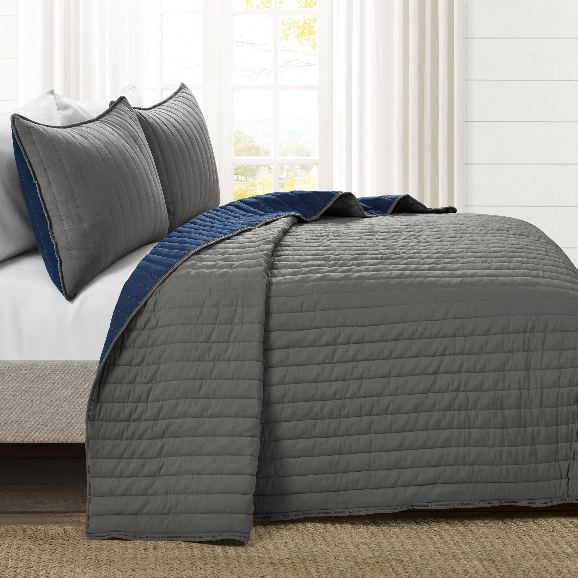 Soft Stripe All Season Quilt Coverlet Set - Lightweight Bedding for Year-Round Comfort - Perfect for Master Bedroom, Guest Room & Cozy Home Decor