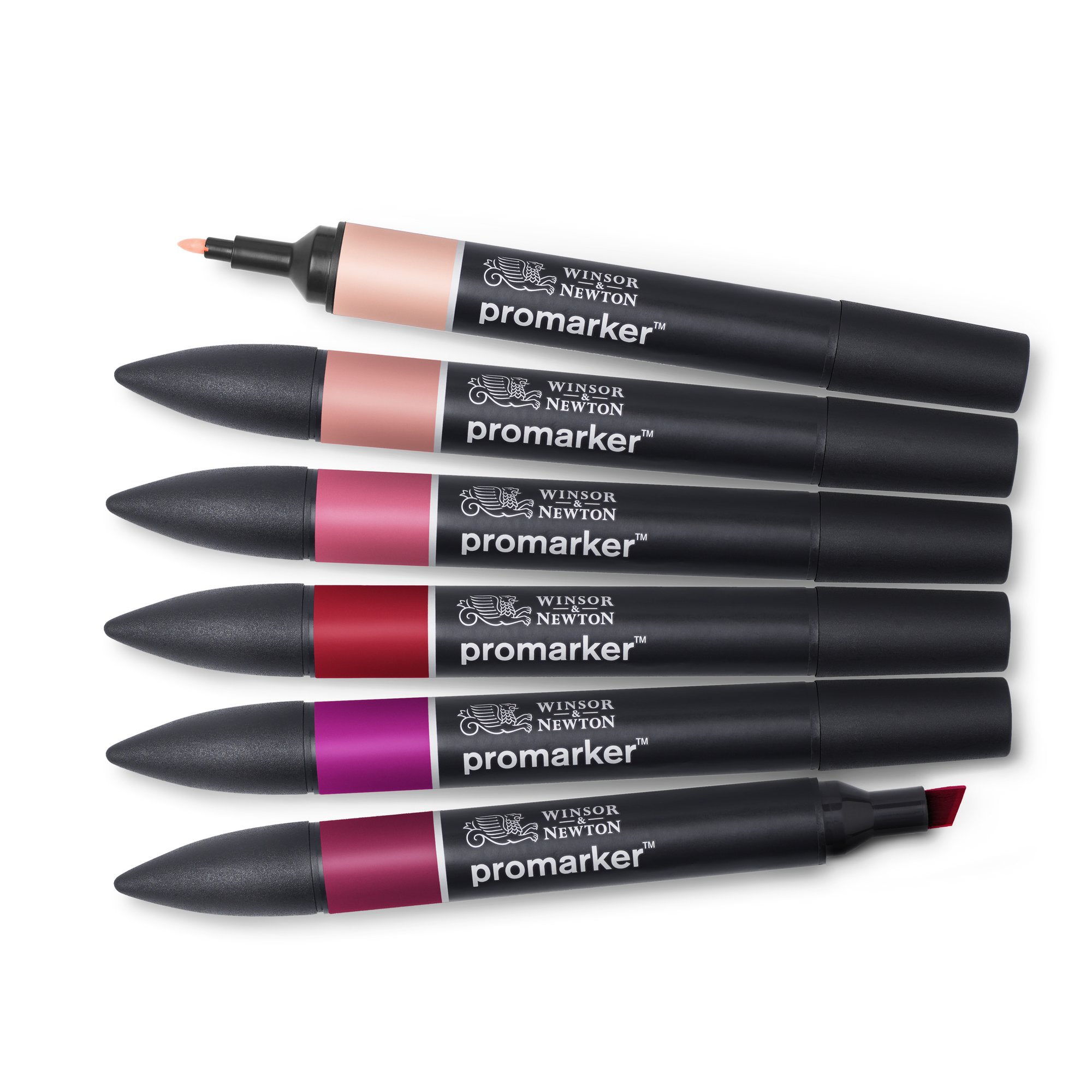 6-Piece Double Tip ProMarker Set - Vibrant Red Tones for Professional Artwork, Calligraphy & Crafting Projects