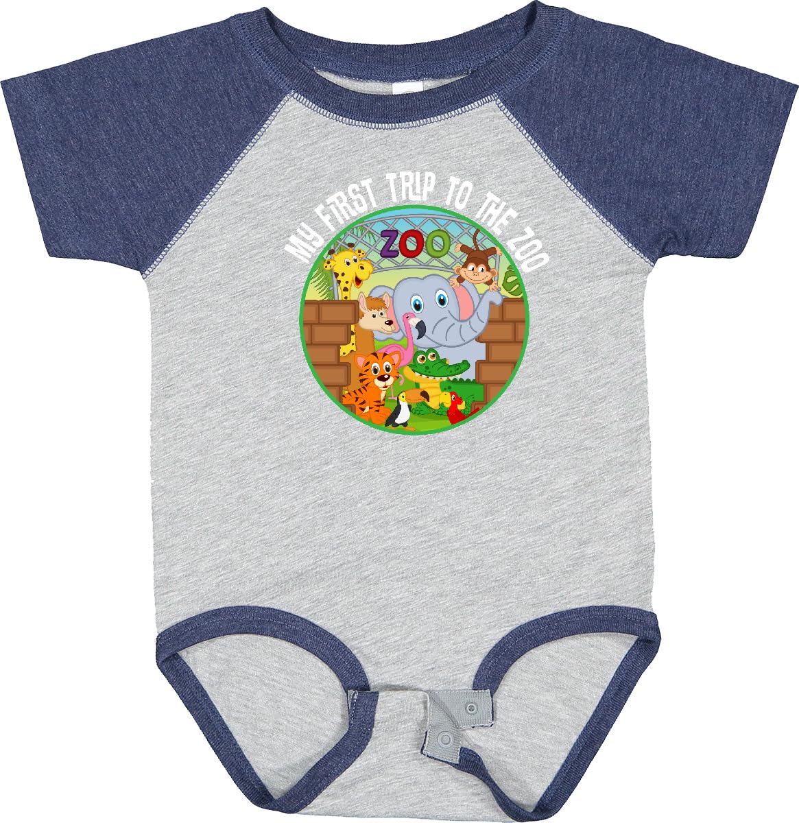 Inktastic 1st Trip to Zoo Animals Baby Bodysuit - Cute Animal Print Outfit for Infants & Toddlers - Perfect for Zoo Visits, Birthday Gifts & Photo Shoots