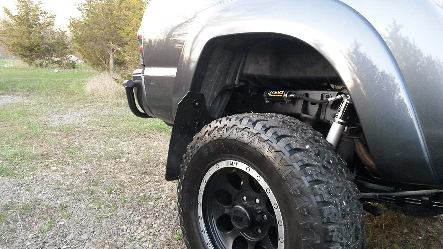 RokBlokz Mud Flaps for 2005-2015 Toyota Tacoma - Heavy Duty Splash Guards - Set of 4 with Hardware - Black with Black Logo - Fits Oversized Tires - Perfect for Off-Roading, Truck Protection & Custom Styling