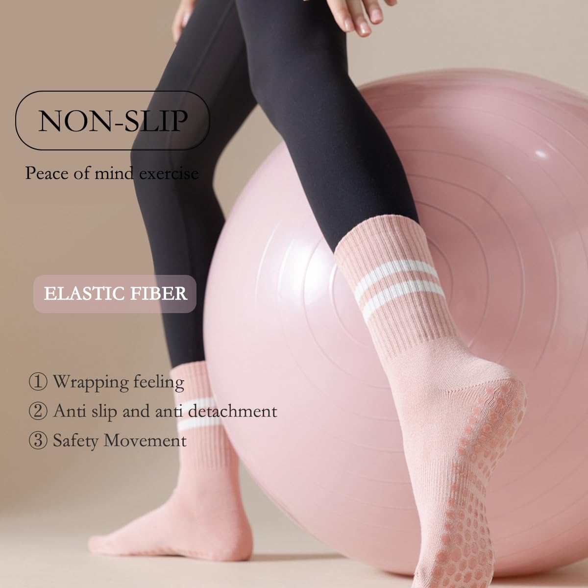 Non-Slip Pilates Socks for Women with Grip - Yoga, Barre & Dance Workout Socks - Perfect for Studio, Home Fitness and Dance Classes