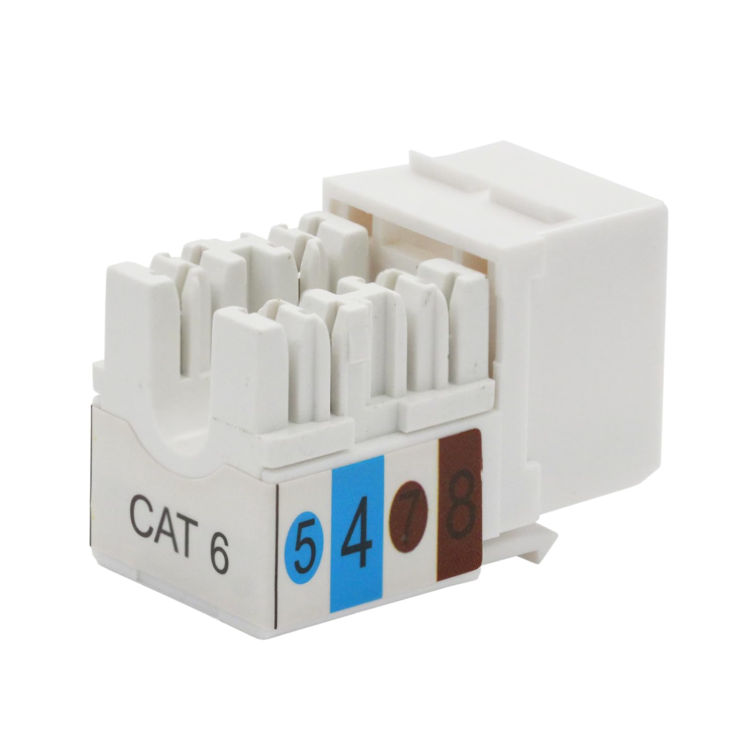 ChaosssCo Cat6 Cat5 Cat5e Keystone Jack RJ45 Network Coupler - 90 Degree Ethernet Punch Down Keystone Jack Adapter (20 Pack, White) - Ideal for Home & Office Network Installations, Server Rooms & Data Centers