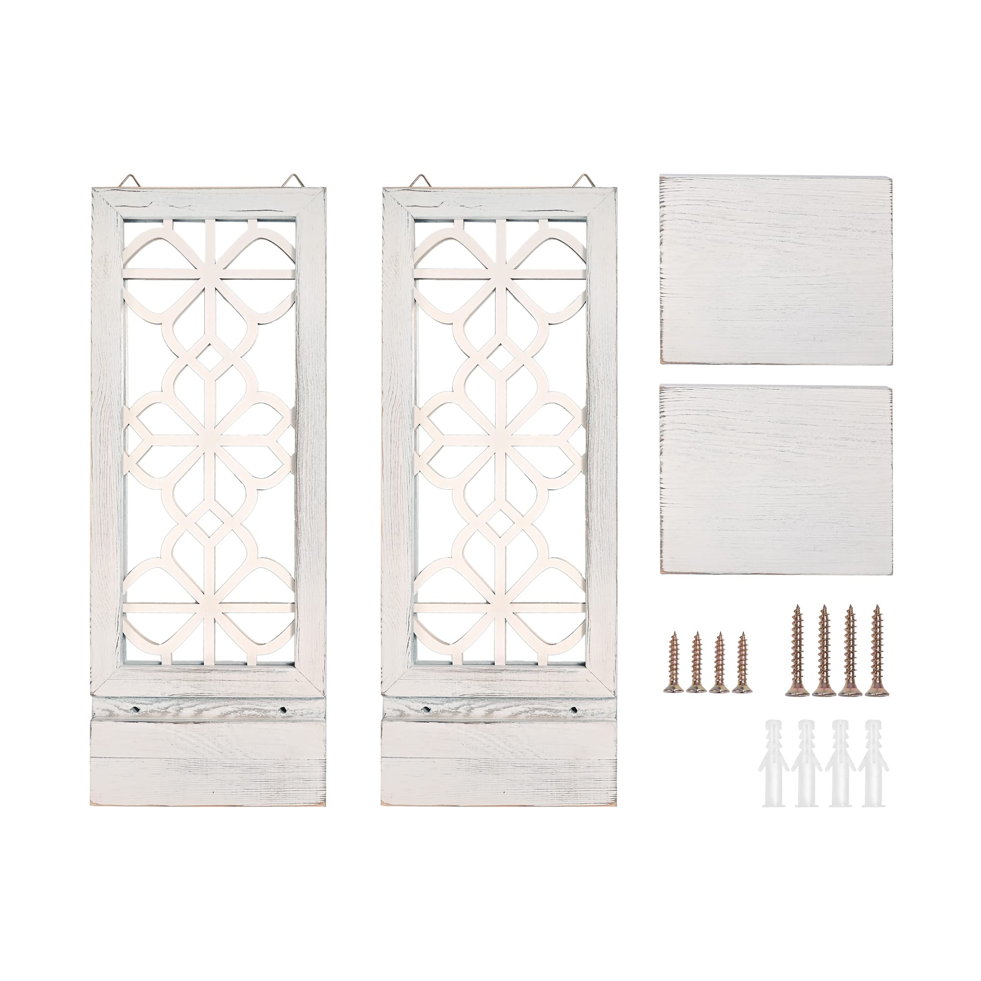 Rustic Farmhouse Wall Candle Sconces Set of 2 - White Floating Mirror Wall Decor for Living Room, Dining Room, Bedroom & Bathroom | Perfect for Cozy Home Ambiance, Wedding Decor and Holiday Lighting