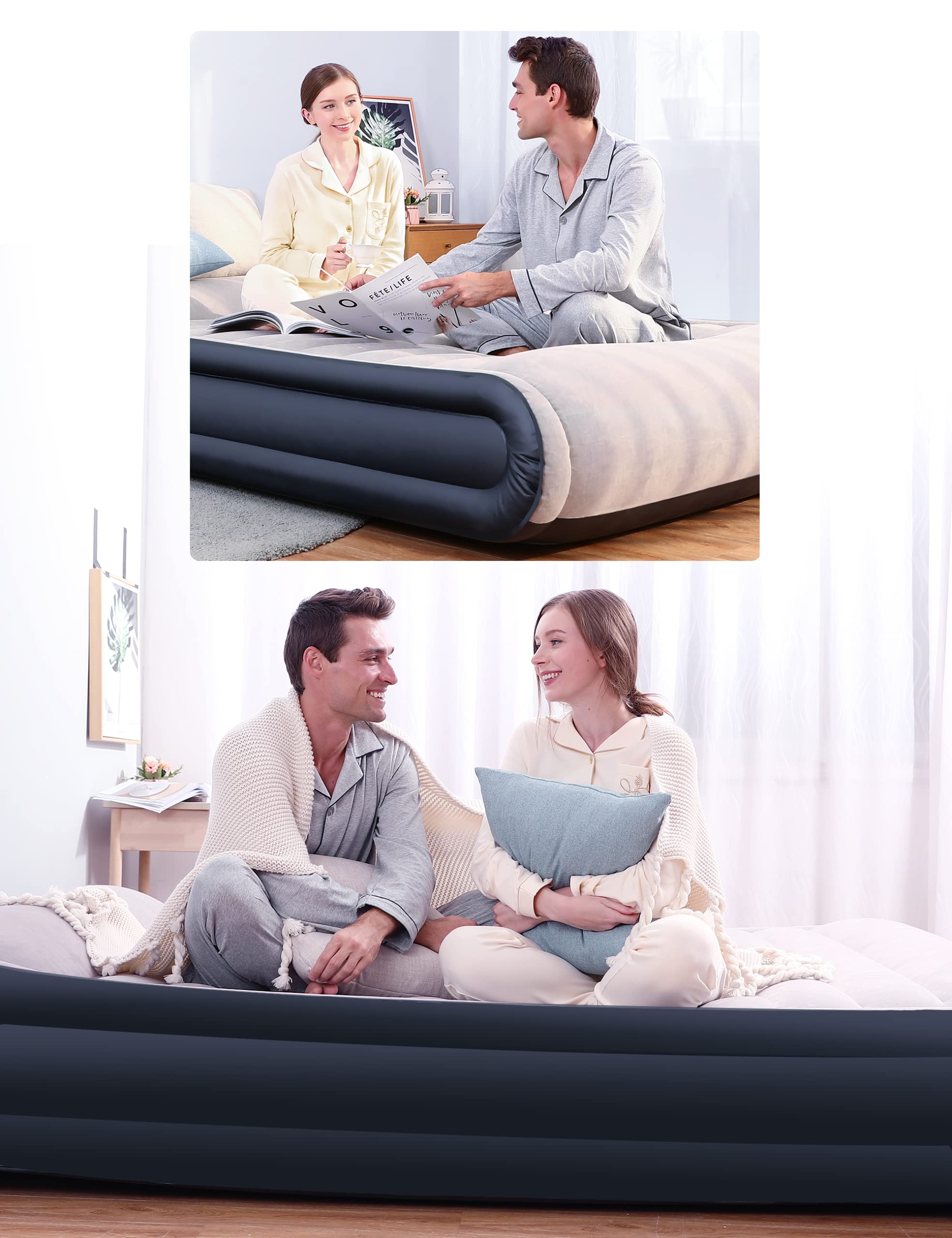 **Queen Air Mattress with Built-in Pump - Inflatable Comfortable Mattress for Camping, Home & Guest Use - Durable High Luxury Air Bed for Family, Elderly & Travel - Perfect for Indoor, Outdoor & Emergency Use**