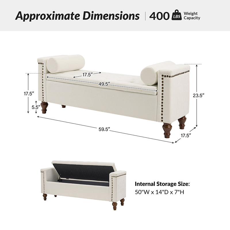 Rosana Storage Bench with Waterproof Fabric - Stylish Entryway Seating & Shoe Storage Organizer - Perfect for Living Room, Bedroom, or Mudroom Organization