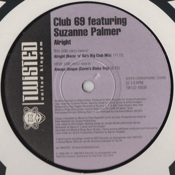 Club 69, Suzanne Palmer - Alright (Remixes) 12