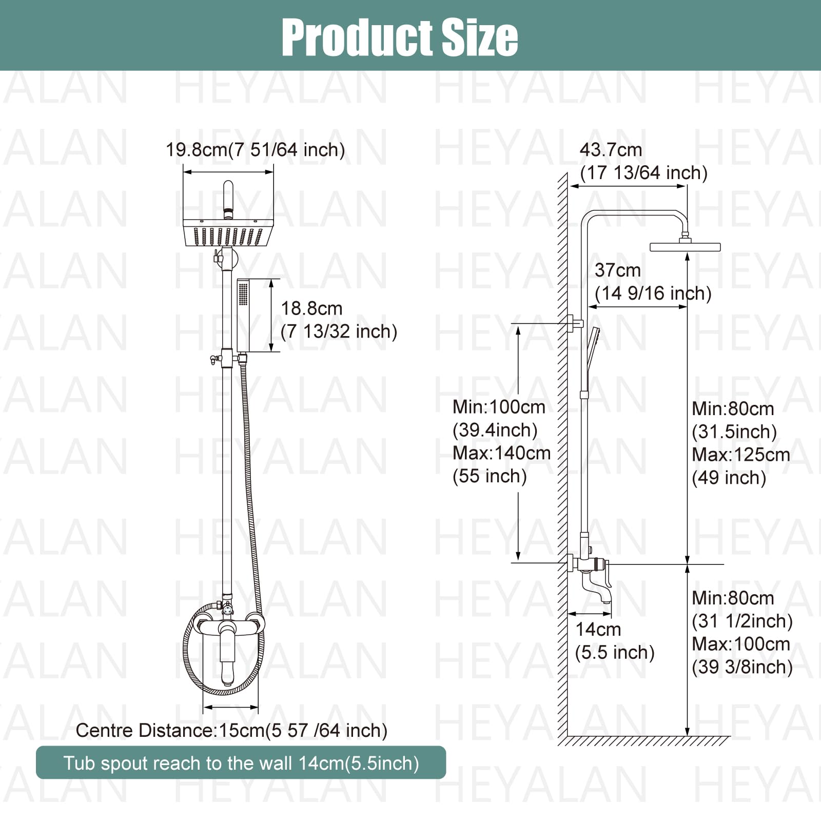 Matte Black Rain Shower System Set - 3 Function Exposed Shower Faucet with 8 Inch Swivel Rainfall Shower Head & Handheld Sprayer - Complete Bathroom Shower System with Wall Mount Tub Spout - Perfect for Modern Master Bathrooms and Spa-Like Showers