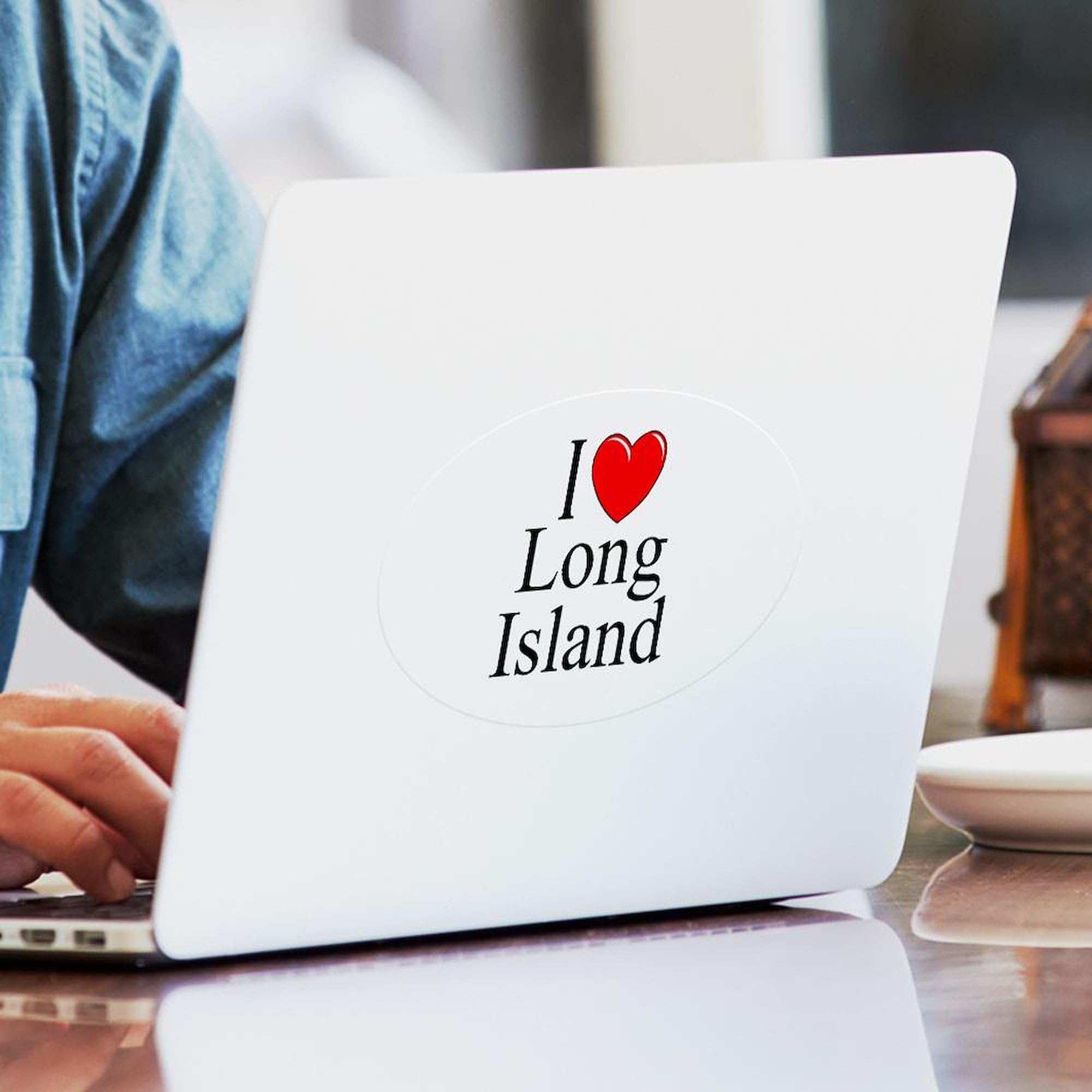 I Love Long Island Oval Sticker - Durable Car Bumper Decal for Cars, Laptops & Water Bottles - Show Your Long Island Pride
