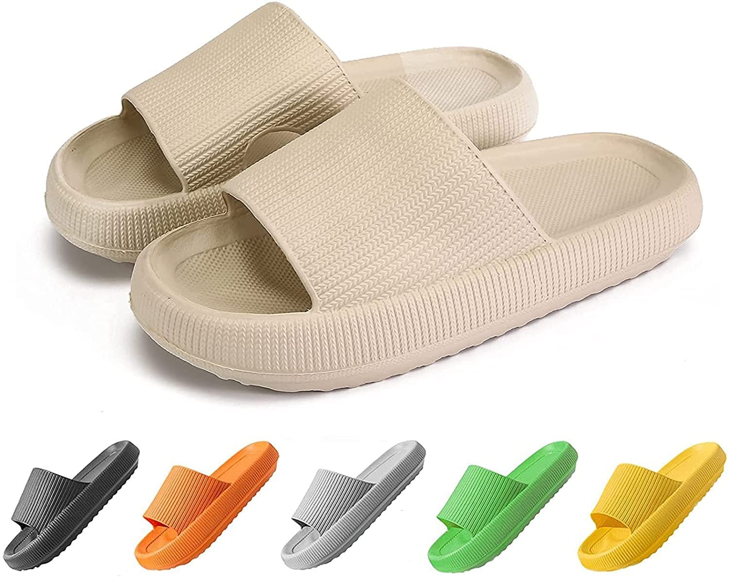 NDZLUS Pillow Slippers - Massage Spa & Shower Sandals with Open Toe Design | Anti-Slip Indoor/Outdoor House Slippers with Soft Thick Sole | Lightweight Comfort for Relaxation, Bathroom, Yoga & Lounge Wear