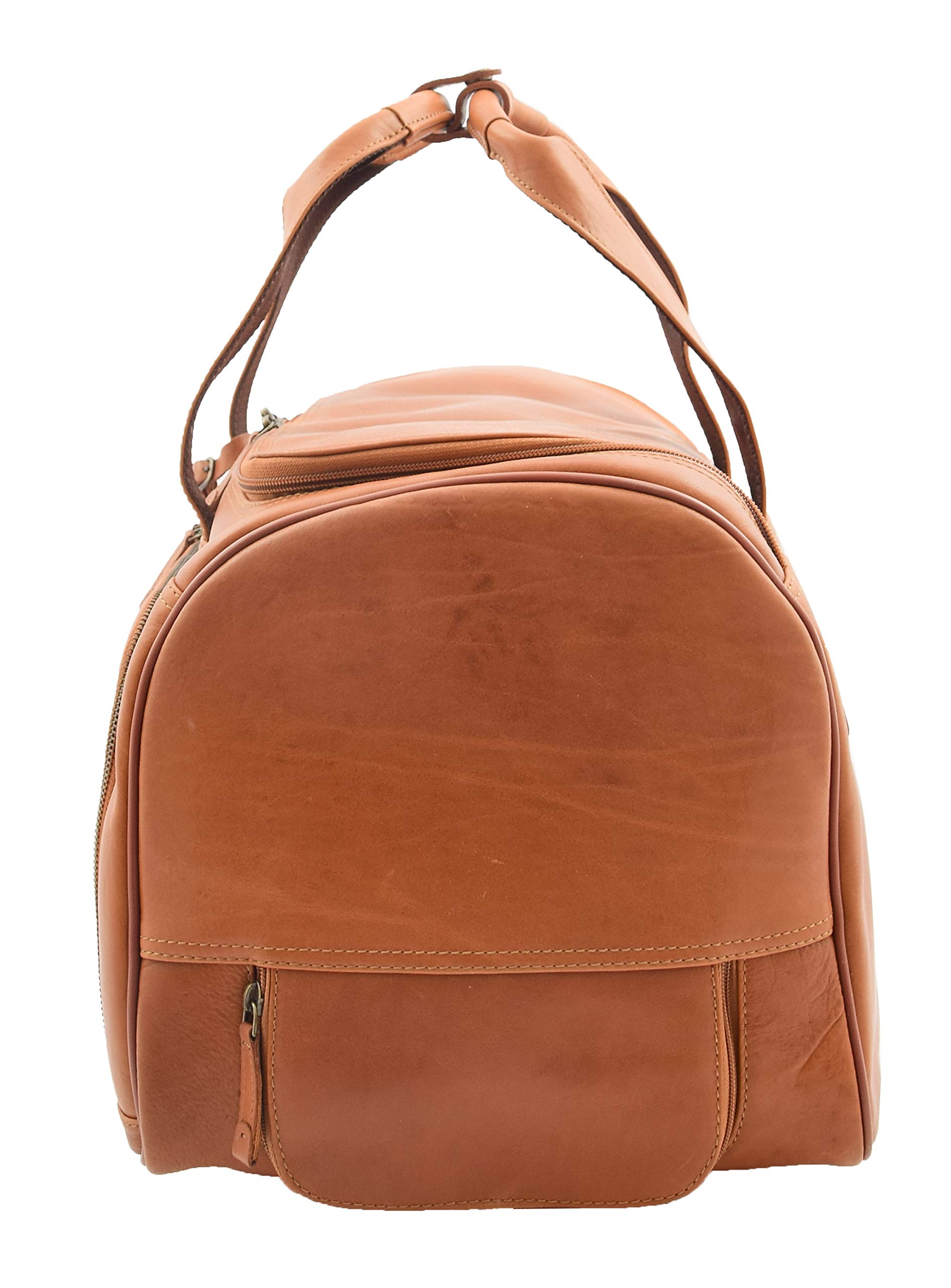 Premium Genuine Tan Leather Wheeled Travel Duffle Bag with Telescopic Handle - Ozwald Collection (Large, Tan) - Perfect for Business Trips, Weekend Getaways & Air Travel Luggage
