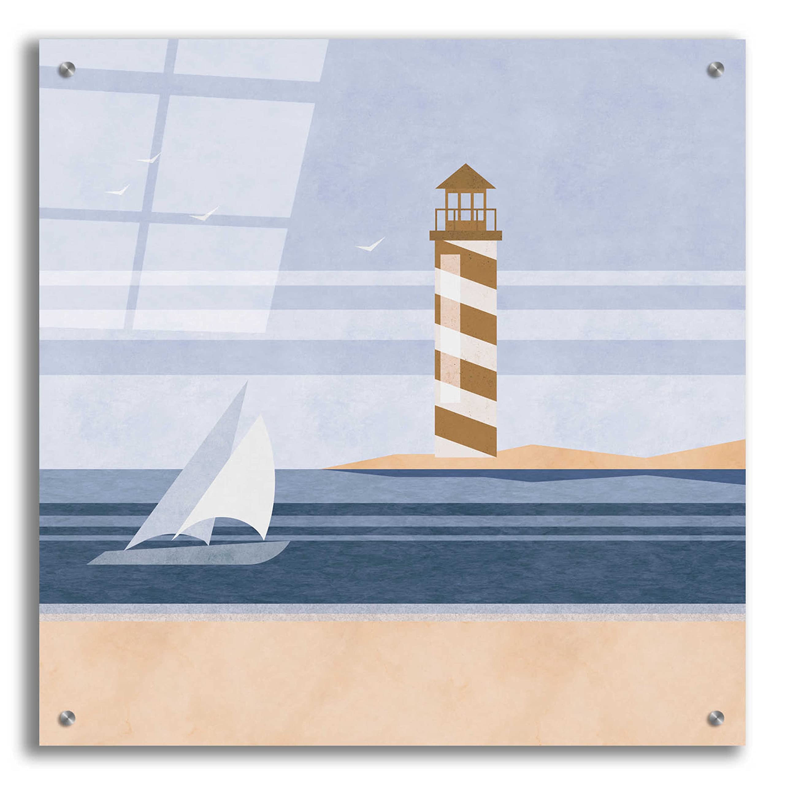 Premium 'Cape Cod Lighthouse' Acrylic Glass Wall Art by Andrea Haase – 24x24 Inches – Coastal Home Decor for Living Room, Bedroom, or Office