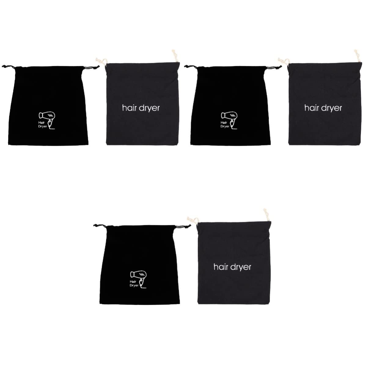 FRCOLOR 6-Piece Travel Toiletry Bag Set - Waterproof Makeup Organizer with Drawstring, Cotton Canvas Cosmetic Pouch for Hair Dryer & Beauty Essentials | Perfect for Vacation, Gym, Business Trips & Daily Storage