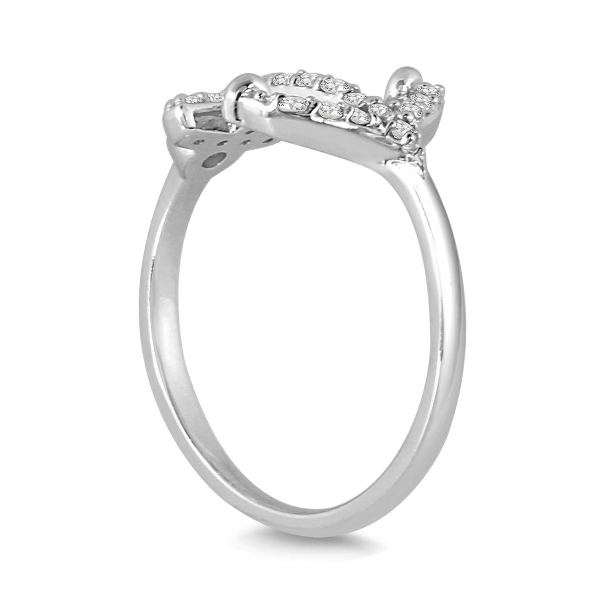 1/5 Carat TW Diamond Anchor Ring in 10K White Gold - Elegant Nautical Jewelry for Women, Perfect for Anniversary, Engagement & Everyday Wear