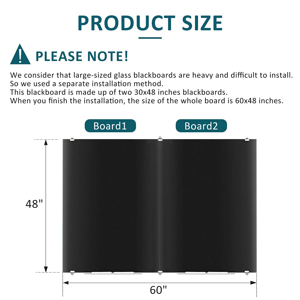 2-in-1 Black Glass Dry Erase Board 60