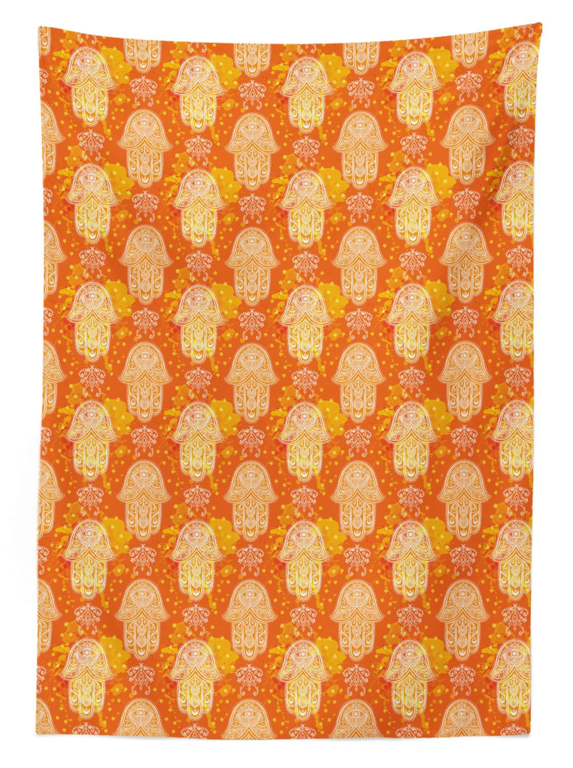 Ambesonne Oriental Outdoor Tablecloth - Folk Hand Motif Mystic Hippie Design, Washable Decorative Picnic Table Cover 58