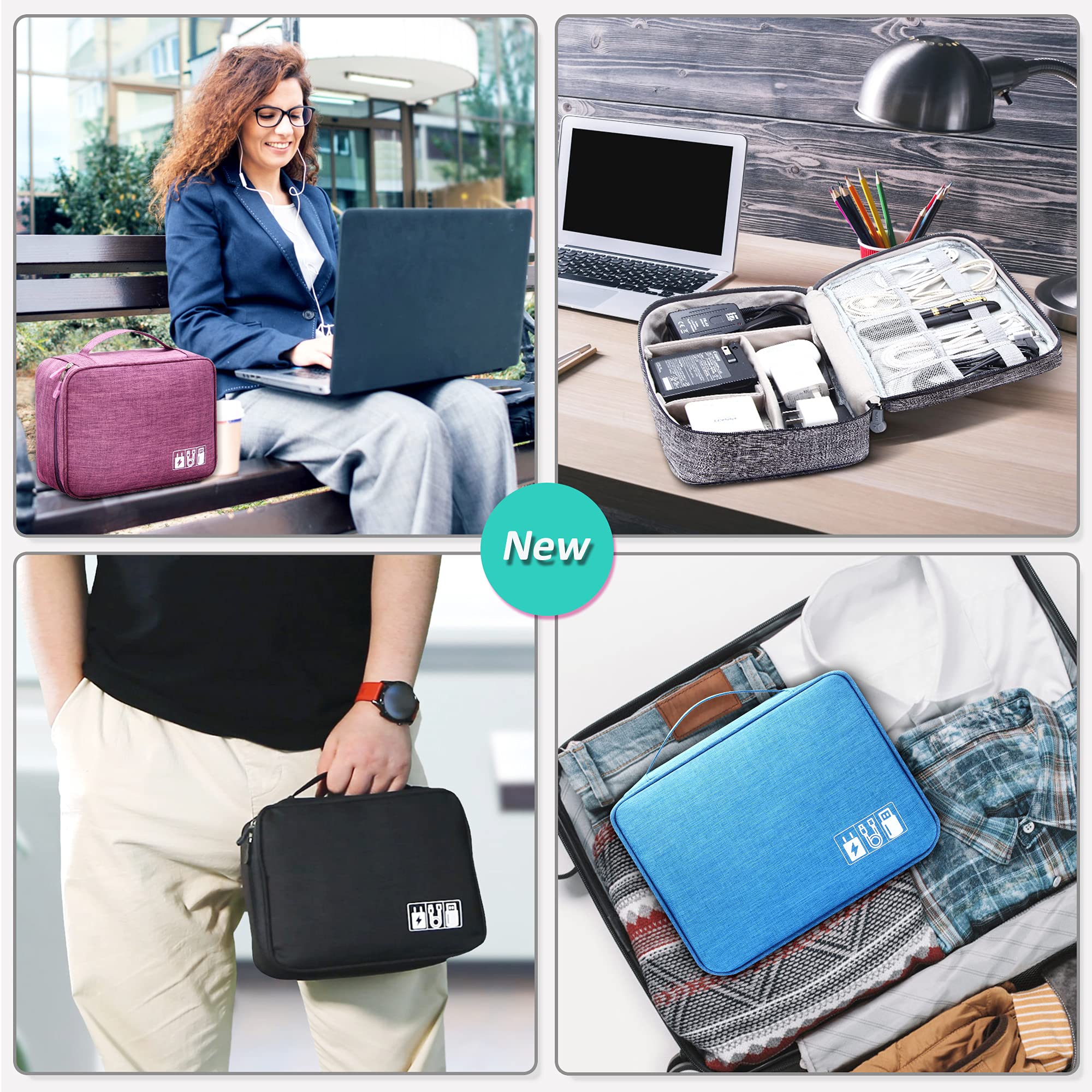 Waterproof Travel Cable Organizer Bag - Portable Electronics Accessories Case for Chargers, Cables & Small Gadgets | Perfect for Business Trips, Camping & Daily Commute