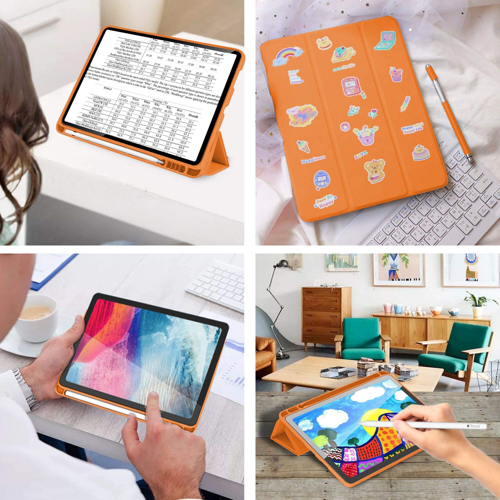 Ultra Slim iPad Air 3 Case (2019) & iPad Pro 10.5 Case (2017) - Soft TPU Protective Cover with Pencil Holder & Auto Sleep/Wake | Perfect for Work, Travel & School (Orange)