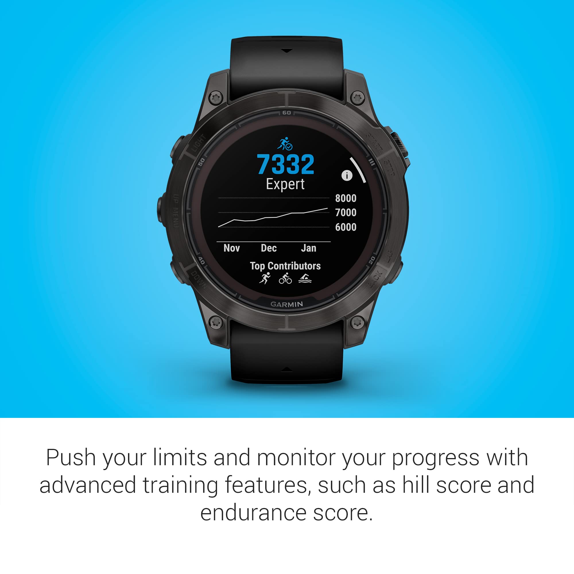 Garmin fēnix 7 Pro Sapphire Solar GPS Smartwatch - Multisport Watch with Built-in Flashlight & Solar Charging - Rugged Outdoor Fitness Tracker for Running, Hiking, Cycling & Swimming - Black