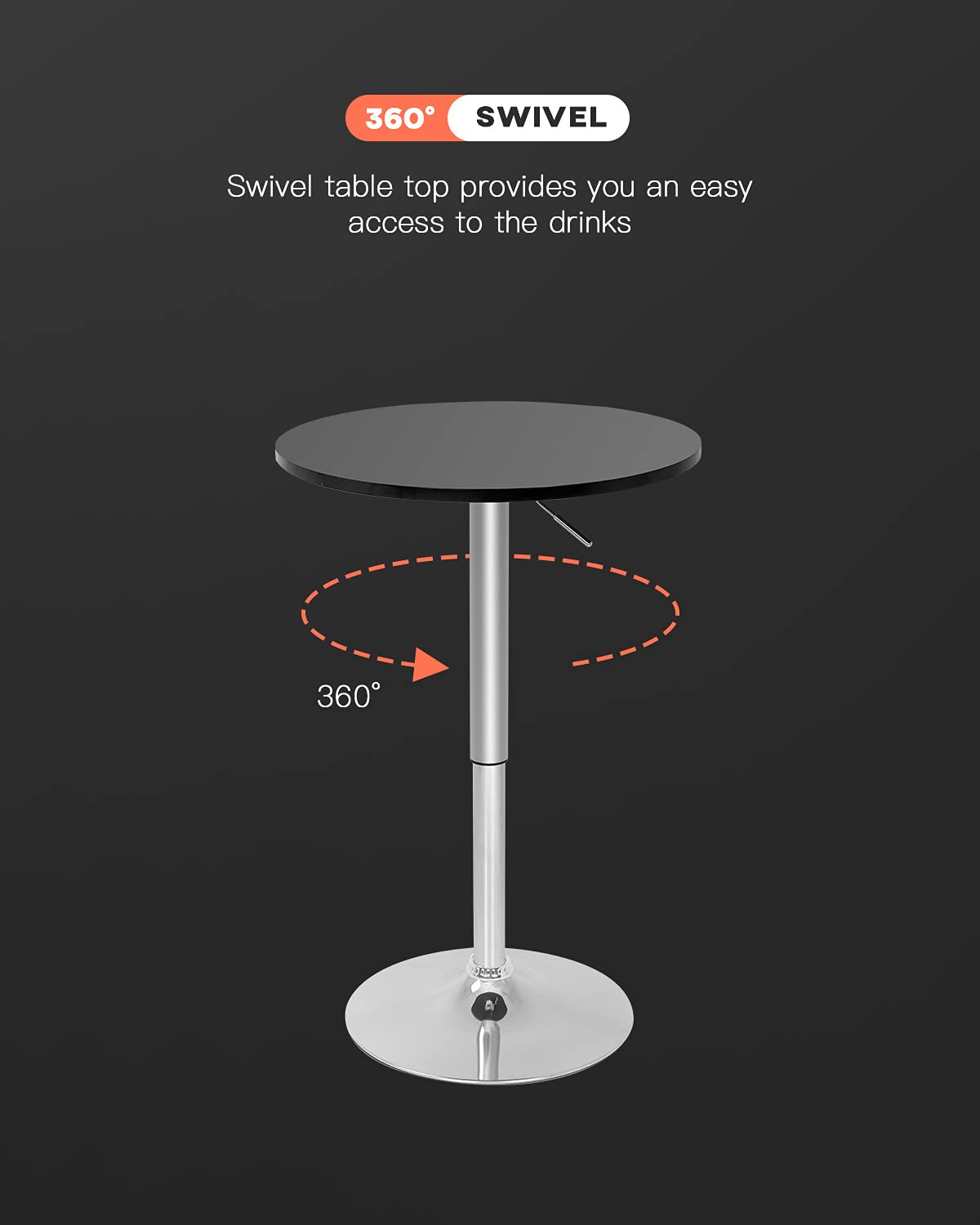 Adjustable Height Modern Round Bar Table - Hydraulic Pub & Counter Table for Kitchen, Dining Room & Home | Perfect for Entertaining, Small Spaces & Breakfast Nooks