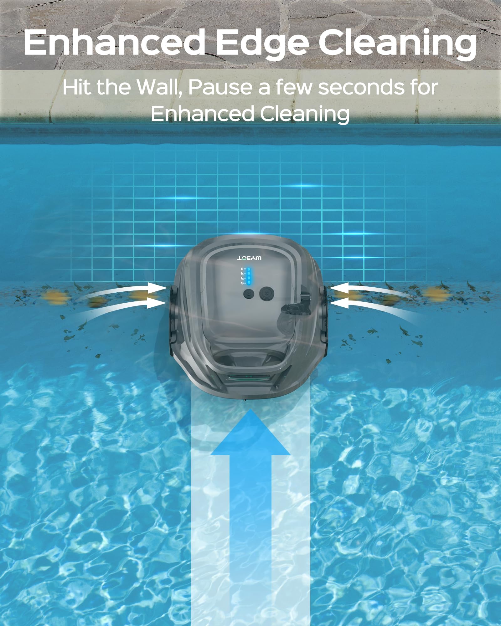 2024 WYBOT A1 Cordless Robotic Pool Cleaner - 120 Min Runtime, 2.5H Fast Charge, Double Filtration System with LED Indicators | Perfect for Above Ground & Flat Bottom Pools | Automatic Cleaning for Inground & Outdoor Swimming Pools