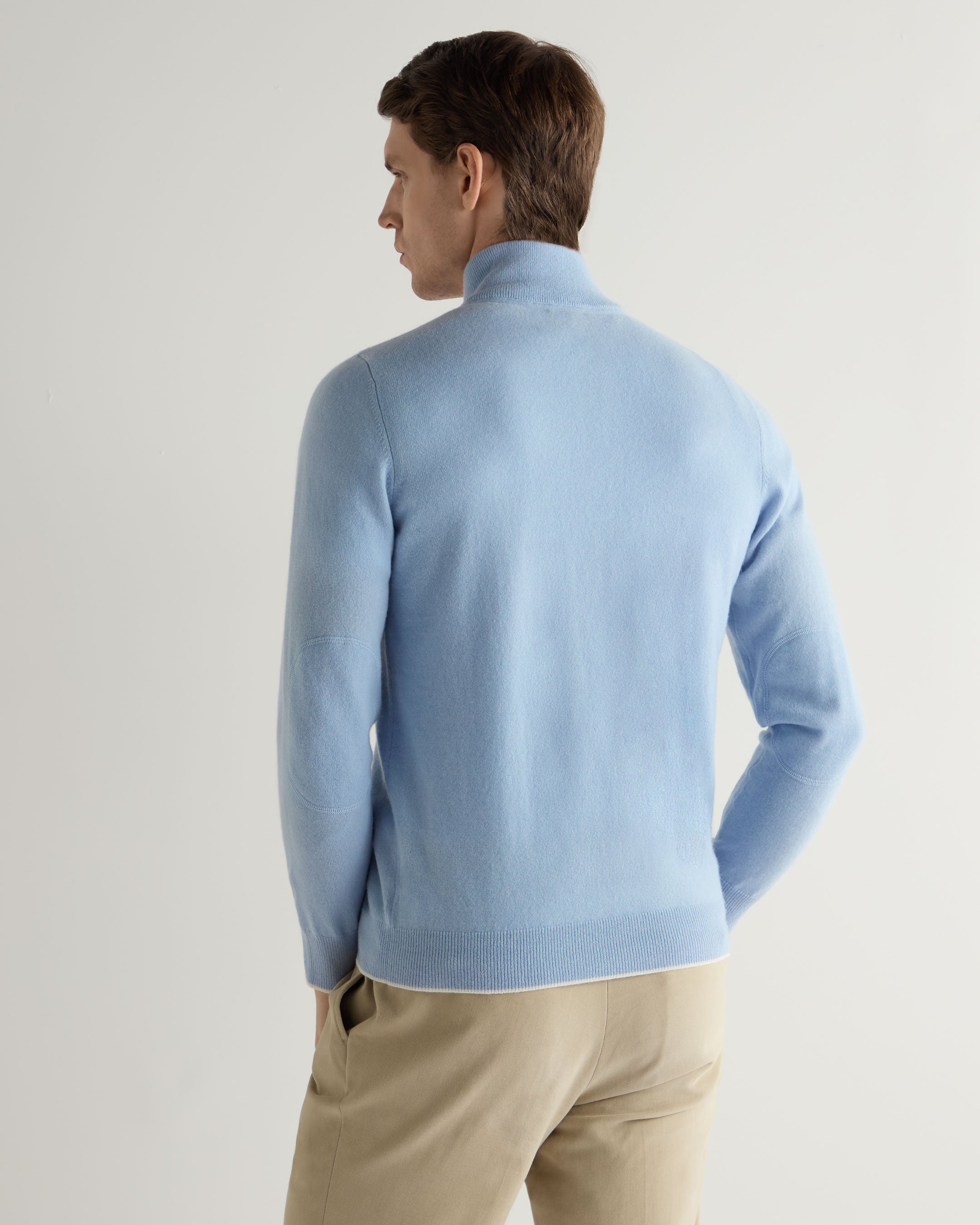Men's Carnaby Half Zip Cashmere Sweater - Soft Luxury Pullover in Sea Mist Blue for Casual Wear & Winter Layering