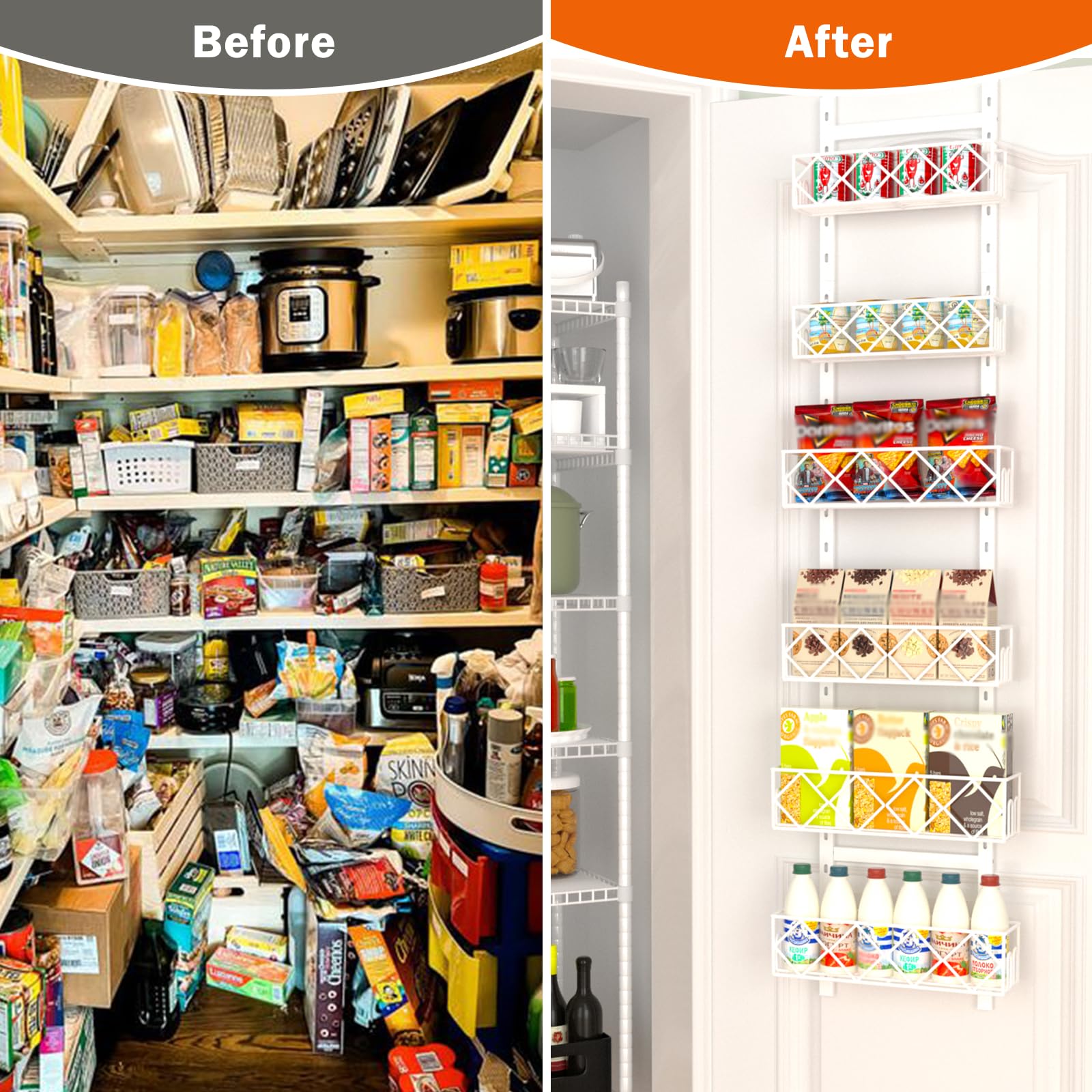 6-Tier Over the Door Pantry Organizer - Adjustable Hanging Spice Rack, 13.1