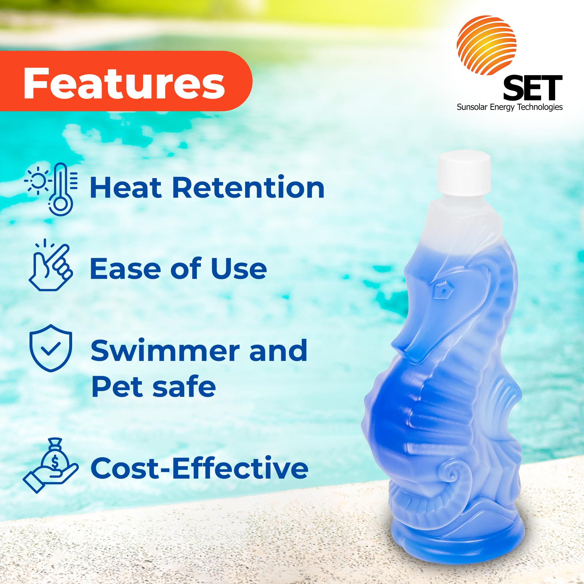 Tropical Fish Liquid Solar Blanket - Heat Retention & Evaporation Control for Pools - 310mL (Pack of 3) | Solar Pool Cover Alternative for Energy Savings & Water Conservation | Ideal for Backyard, Inground & Above Ground Pools