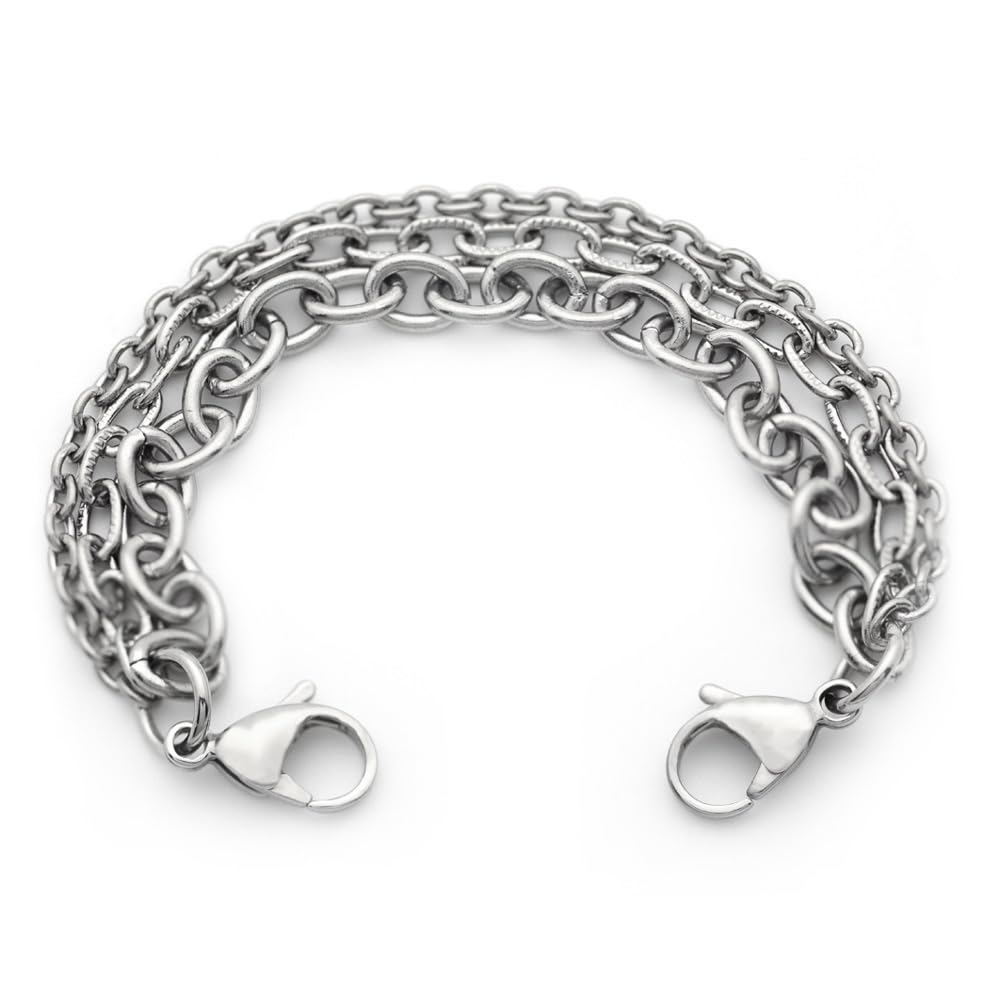 Medical ID Bracelet for Women & Men - Stainless Steel Triple Strand Chain with 6 Interchangeable Charms - Perfect for Allergies, Diabetes & Emergency Medical Alert