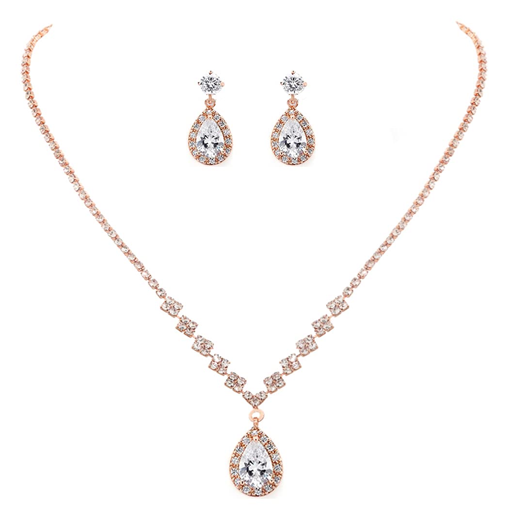 Elegant Silver Bridal Jewelry Set - Crystal Wedding Necklace & Earrings for Women & Girls | Rhinestone Choker & Accessories (3-Piece Set) | Perfect for Weddings, Prom, Parties & Special Occasions
