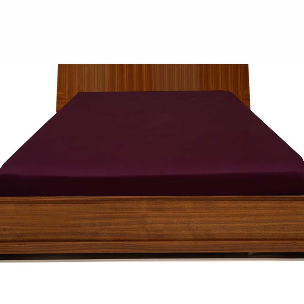 Luxury 100% Egyptian Cotton Fitted Sheet - Queen XL Size, 500 Thread Count, Deep Pocket (15 Inches), Wine Red - Perfect for Master Bedrooms, Guest Rooms & Airbnb Rentals