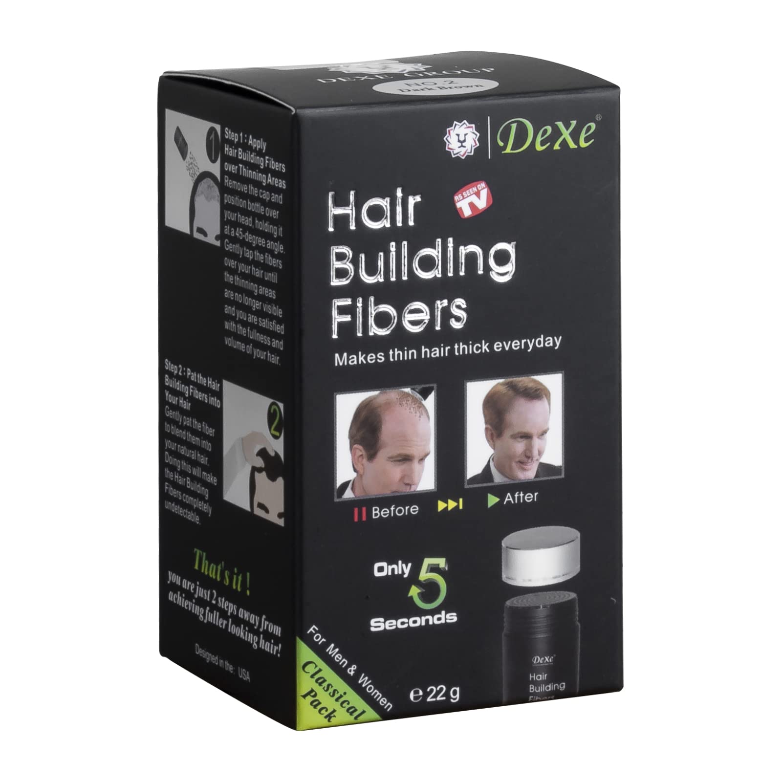 Hair Building Fibers for Thinning Hair - Black Hair Thickening Powder for Women & Men | Instant Volume & Confidence Boost for Daily Styling & Special Occasions