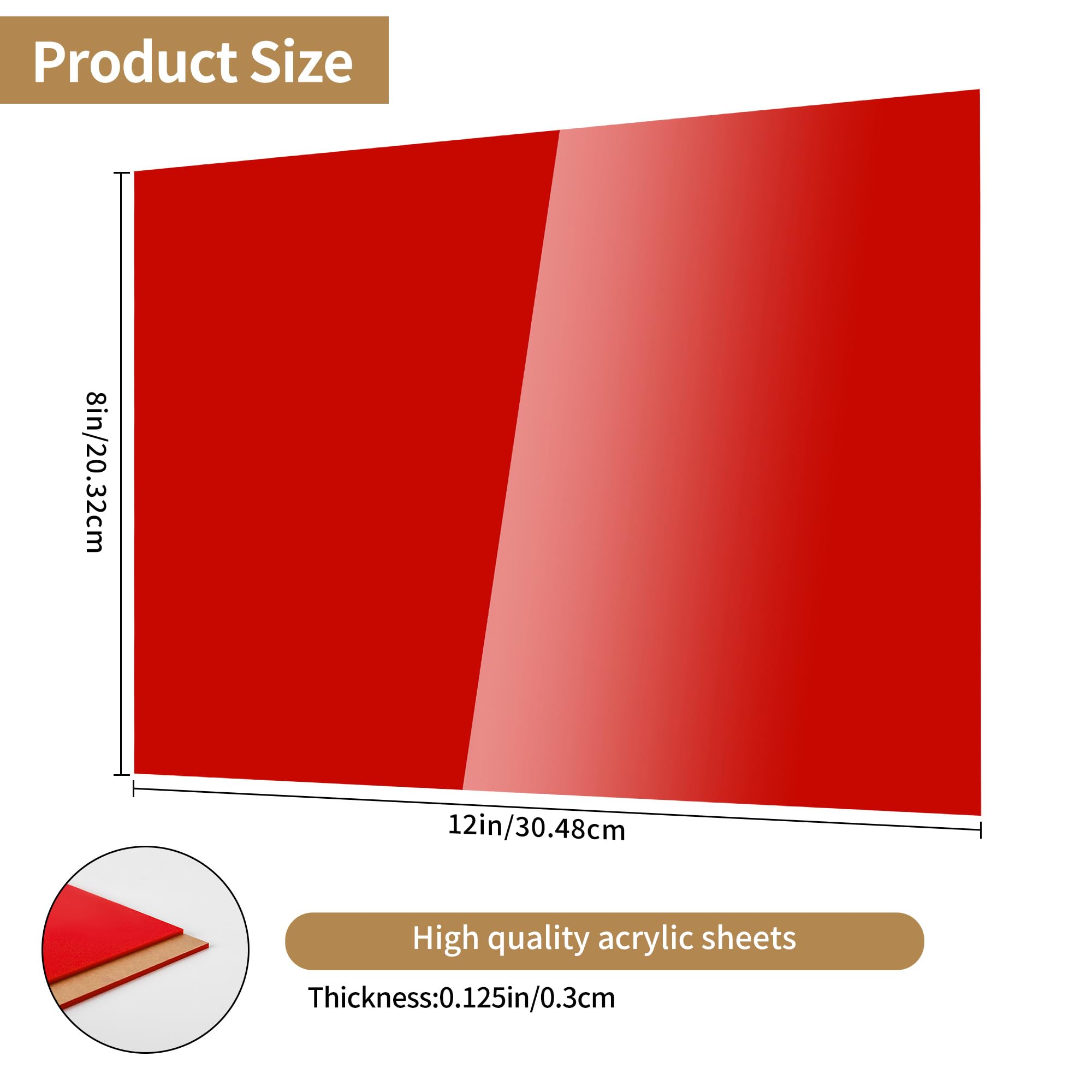 Lesnlok 8x12 Inch Red Acrylic Sheets - 1/8 Inch (3mm) Thick - 2 Pack Plexiglass for Laser Cutting, Painting, DIY Crafts, Display Projects - Perfect for Sign Making, Home Decor, and Art Projects