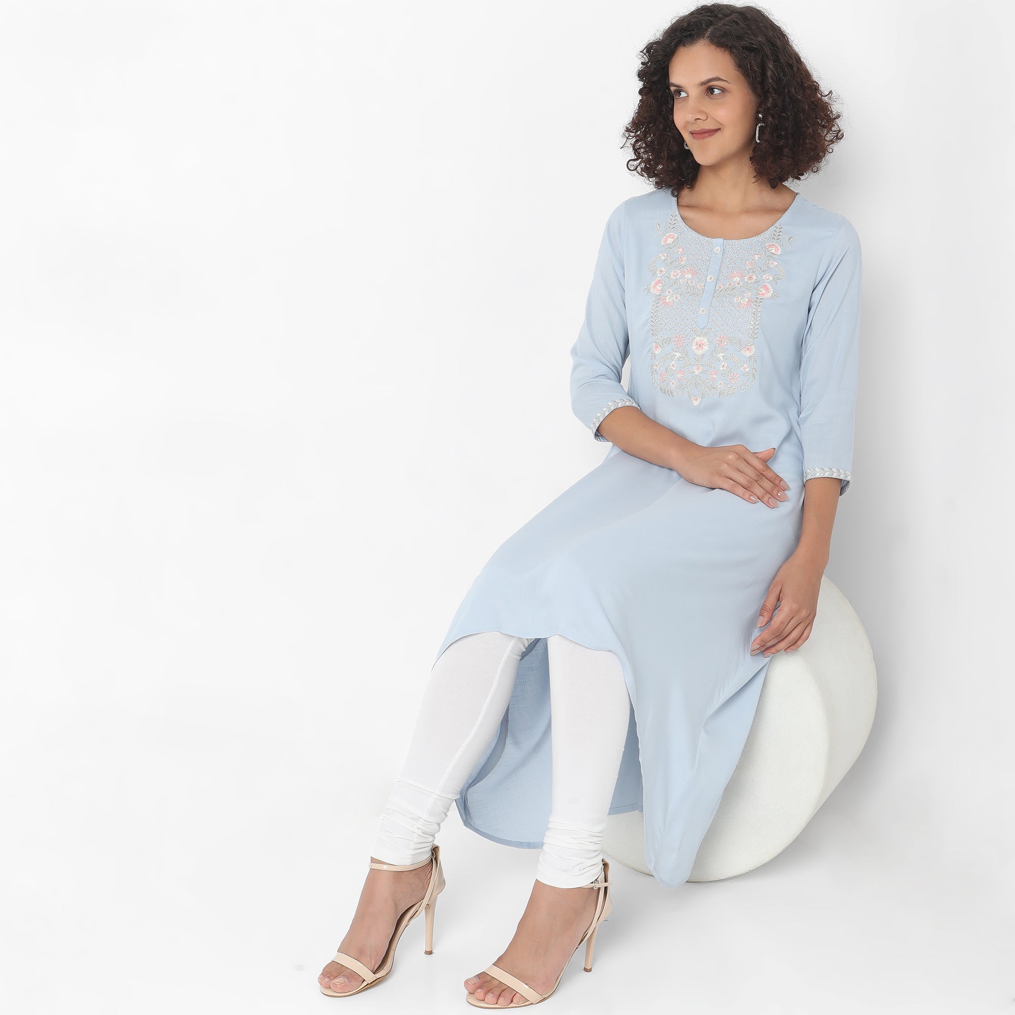 Flare Fit Embroidered Kurta for Women | Traditional Indian Tunic Top | Elegant Ethnic Wear for Festivals, Weddings & Parties | Comfortable Cotton Kurti for Daily Wear